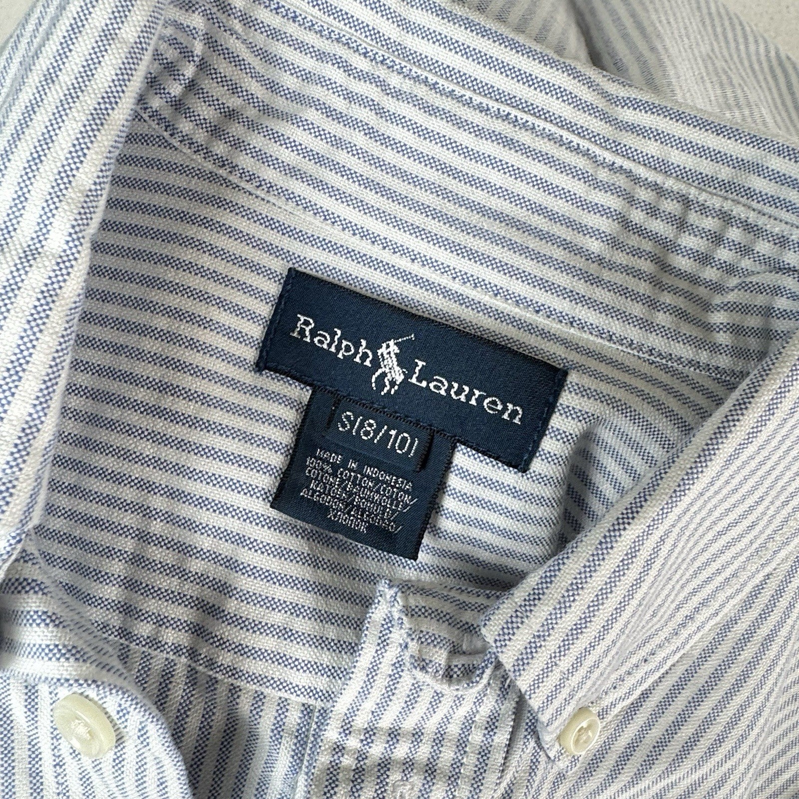 (2) Ralph Lauren Boys S 8-10 Oxford Shirts Blue Stripe Pink *NCG Monogram