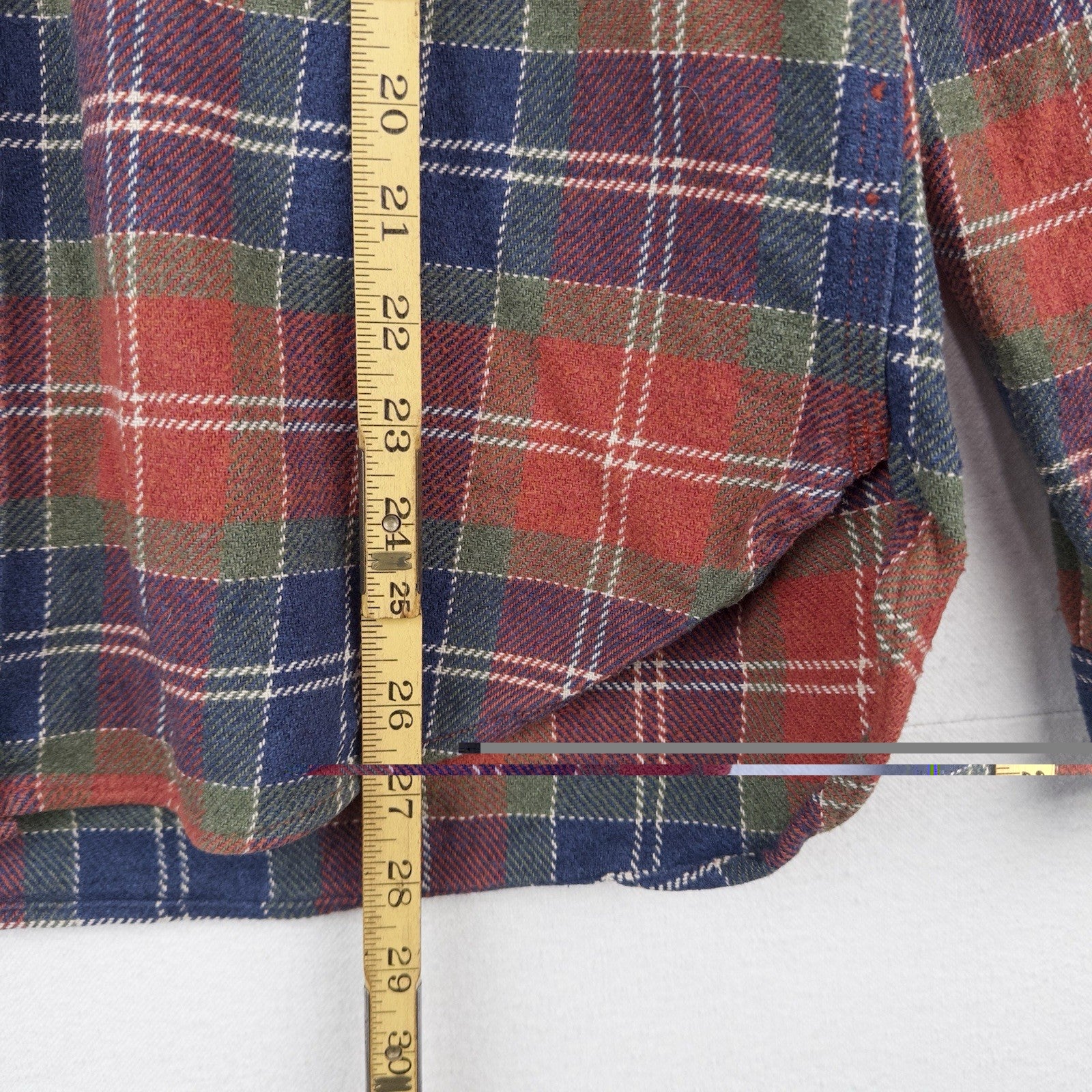 Wallace & Barnes Shirt Mens Large Blue Orange Heavyweight Flannel J Crew Plaid