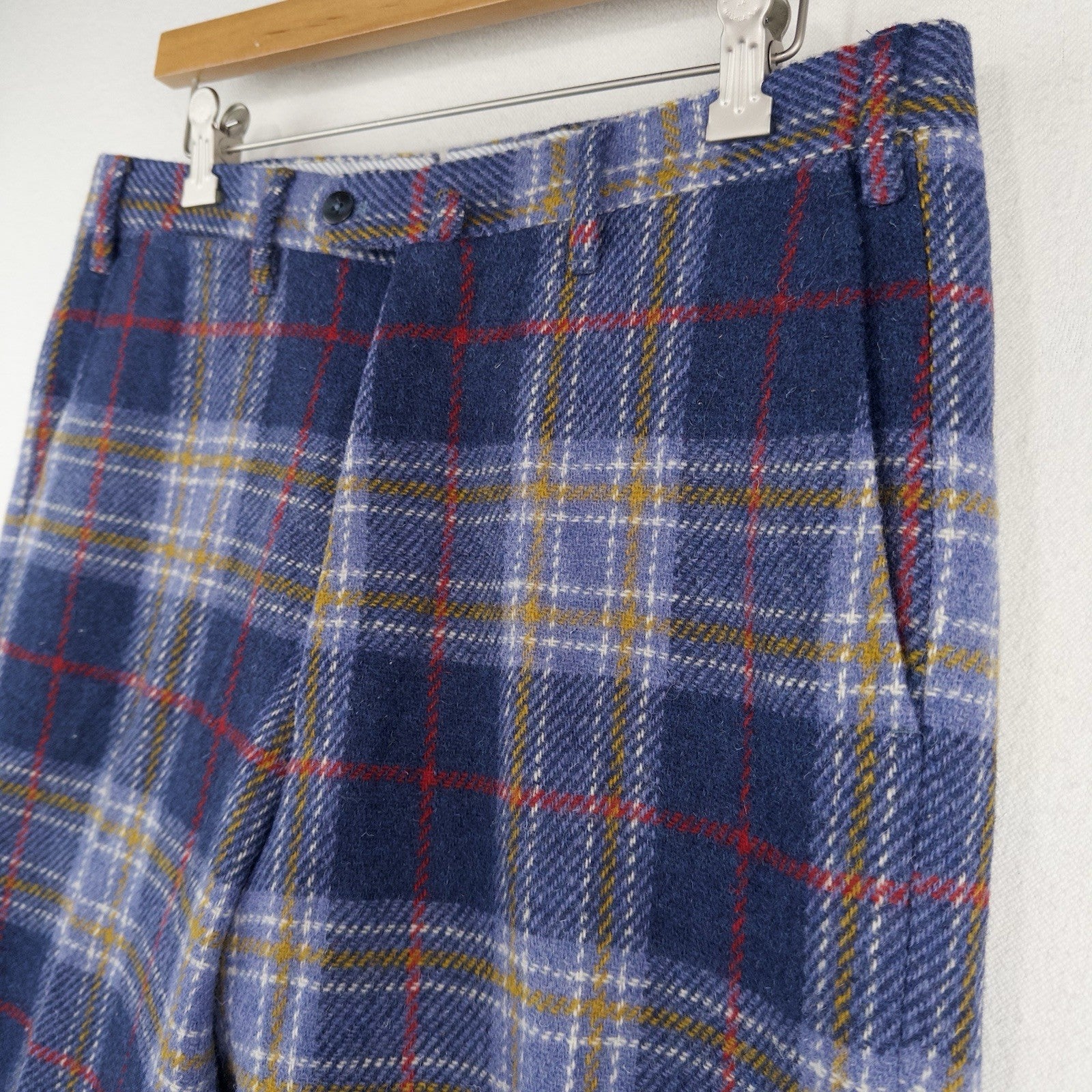 Valentini Bergdorf Goodman Blue Tartan Plaid Wool Trousers Men’s 30x33 Pants 50