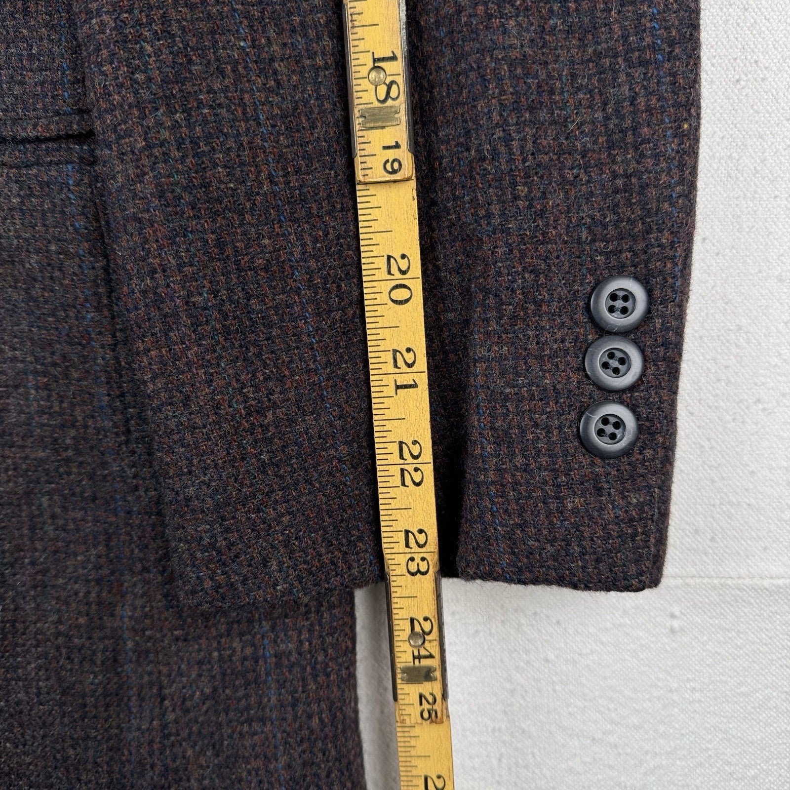 Vintage Kuppenheimer 42R Relaxed Brown Blue Tweed Double Breasted Wool USA
