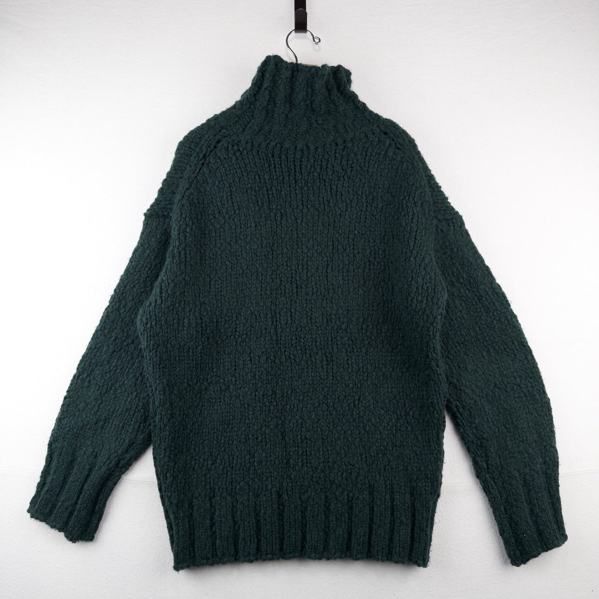 J. Crew Women's L-XL Wool/Alpaca Forest Green Oversized Turtleneck Sweater
