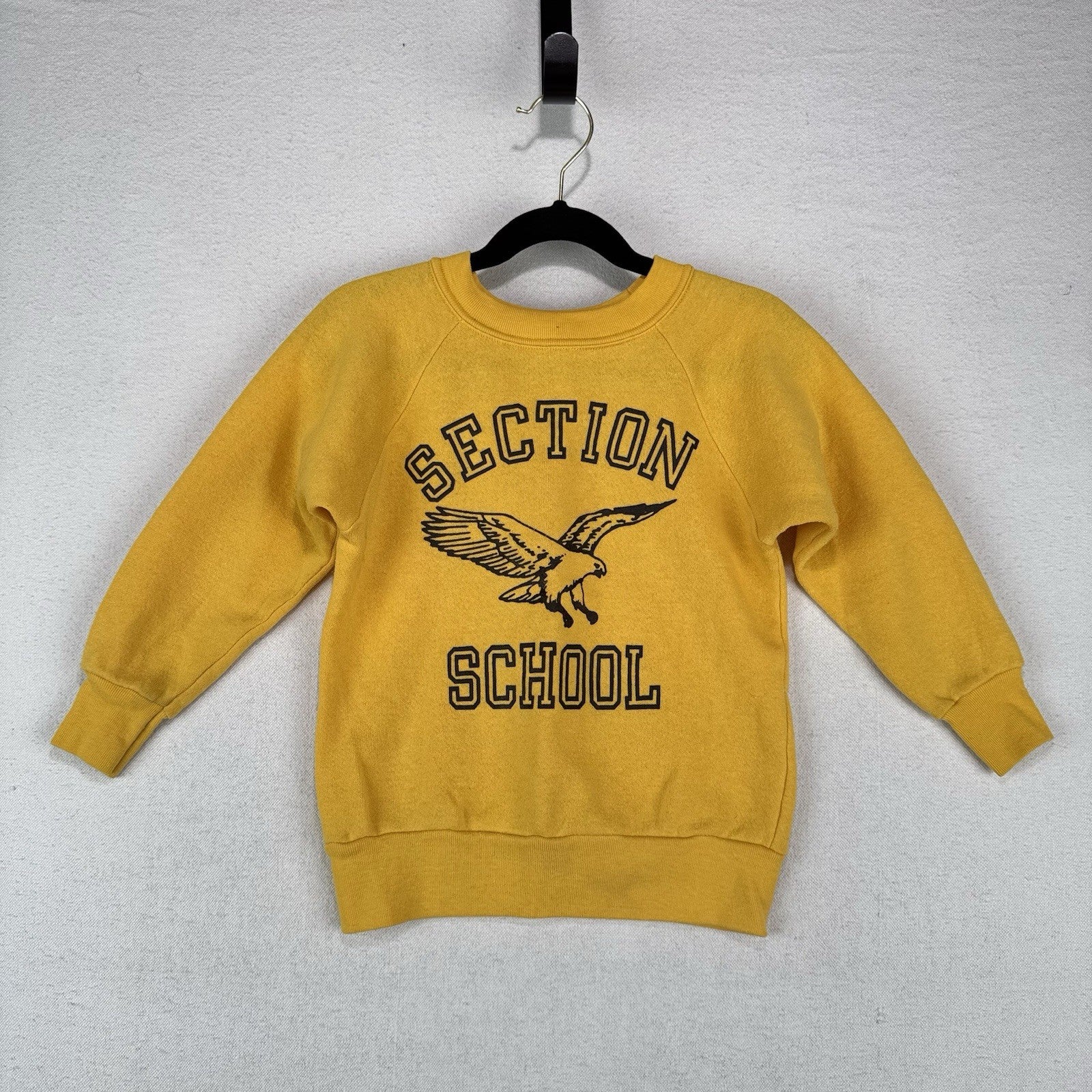 Vintage Section School Toddler 4T (13x17) Raglan Sweatshirt Yellow