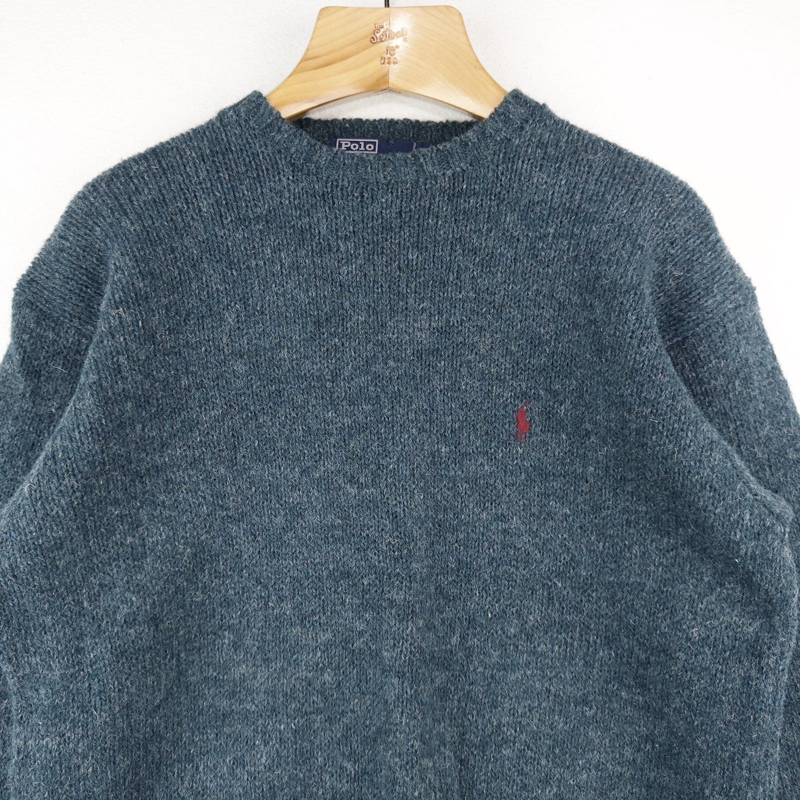 90’s Vtg Polo Ralph Lauren Men’s M 100% Wool Sweater Heathered Teal Blue Green