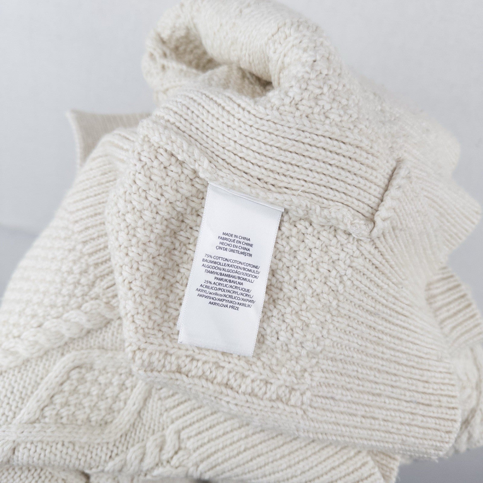 Polo Ralph Lauren Cream Cable Knit Fisherman's Sweater Women’s XS Side Vents