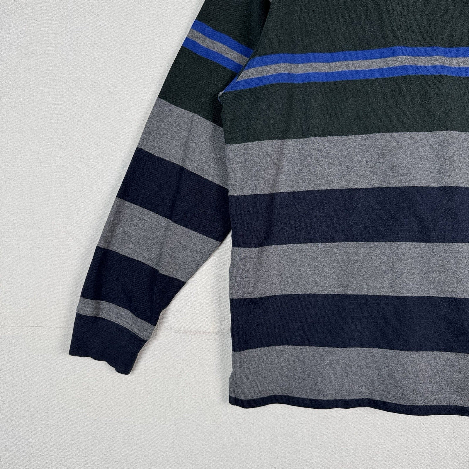 Brooks Brothers Rugby Shirt Men's Large Blue Green Gray 346 Striped Polo *Read