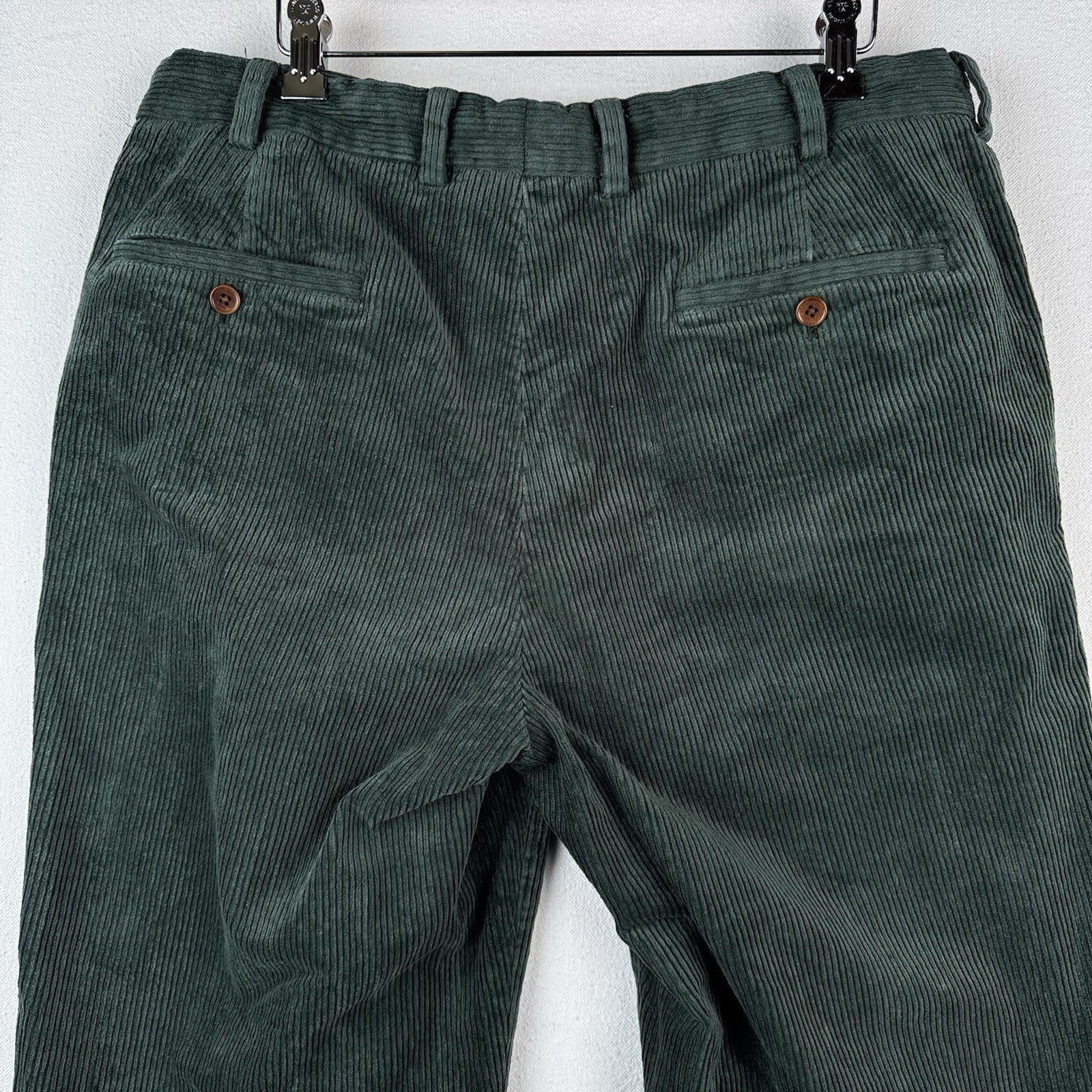 Brooks Brothers Clark Corduroy Green Pants Men’s Fits 36x27 Flat Front Stretch
