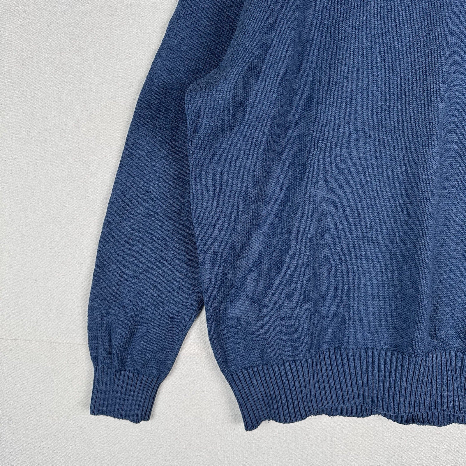 Polo Ralph Lauren 1/4 Button Neck Sweater Men’s 2XL XXL Blue Cotton Pullover
