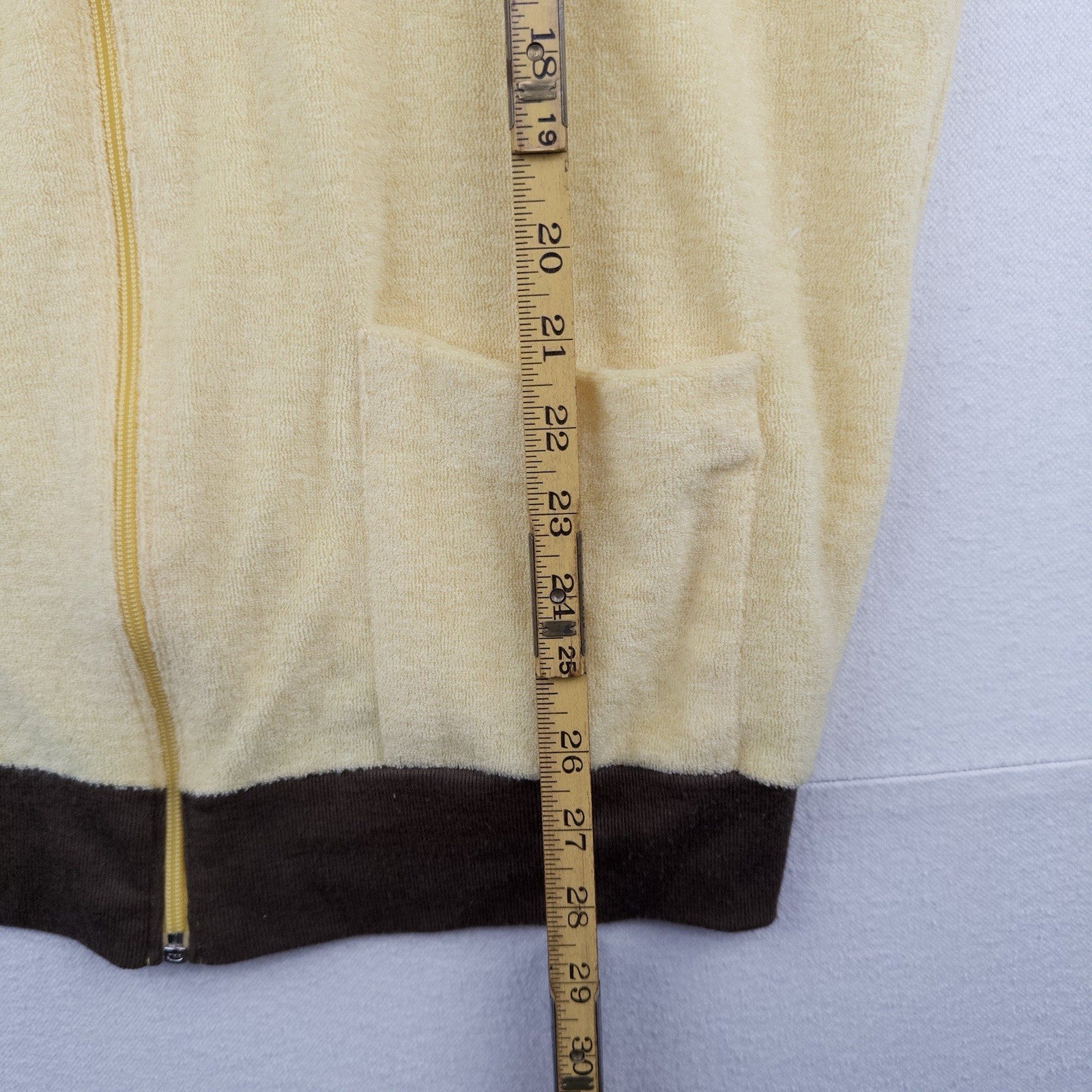 70s Vtg Jantzen Mens XL Yellow Terry Short Sleeve Zip Cabana Pool Shirt Made USA