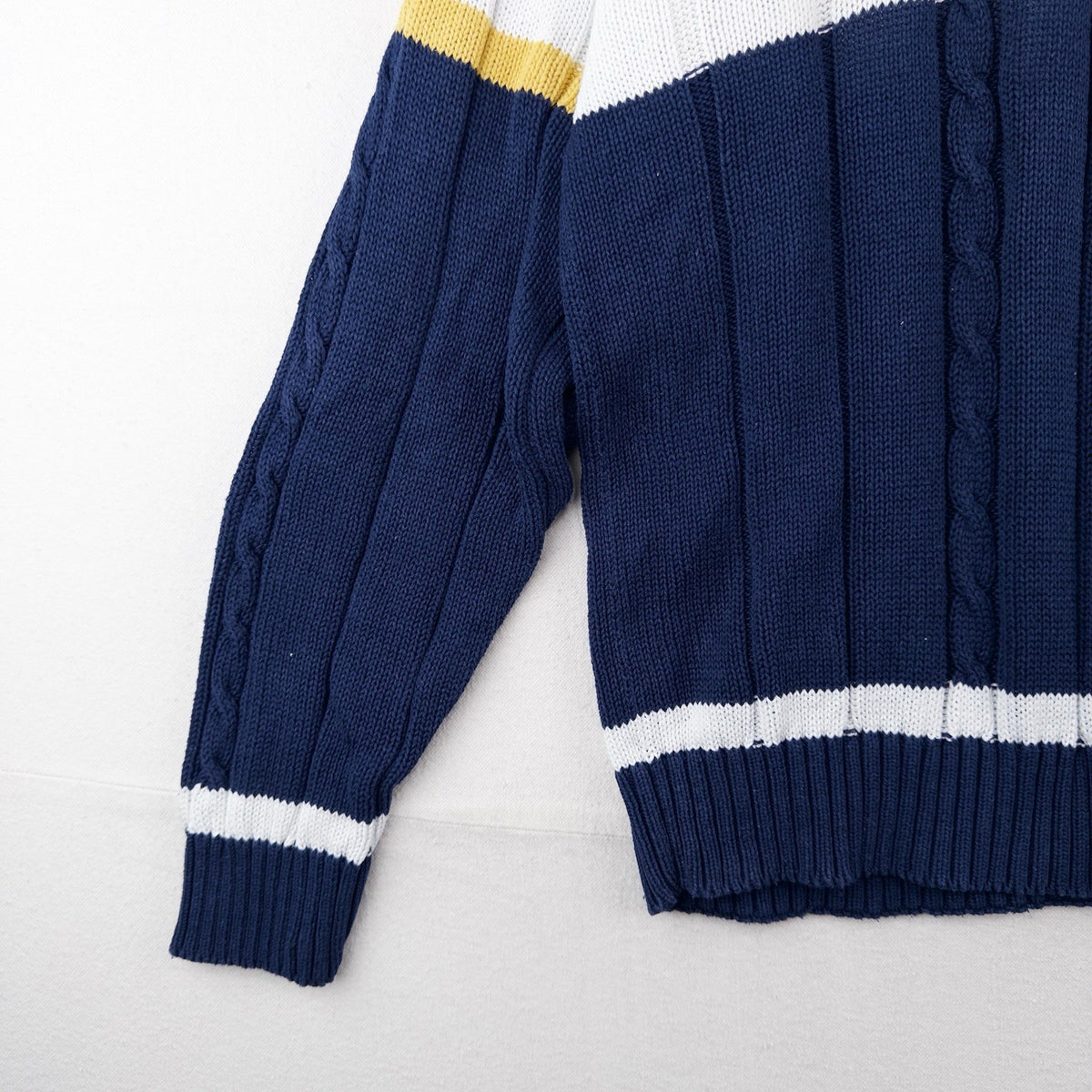 90’s Vtg Eddie Bauer Pullover Sweater Color Block Crewneck Men’s L White Blue
