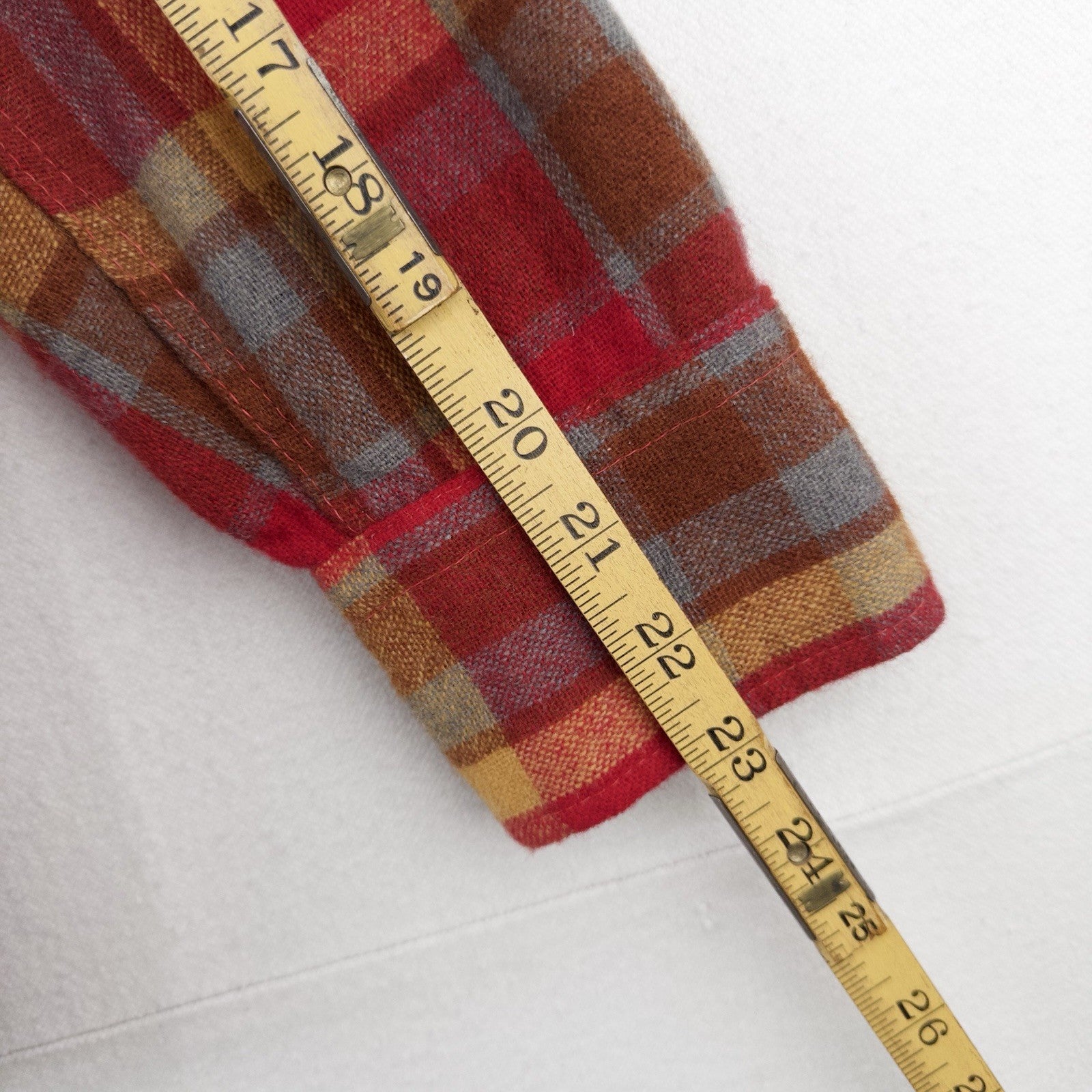 60’s Vtg Kings Road Sears Men’s M Full Cut Flannel Shirt Wool Red Yellow Plaid