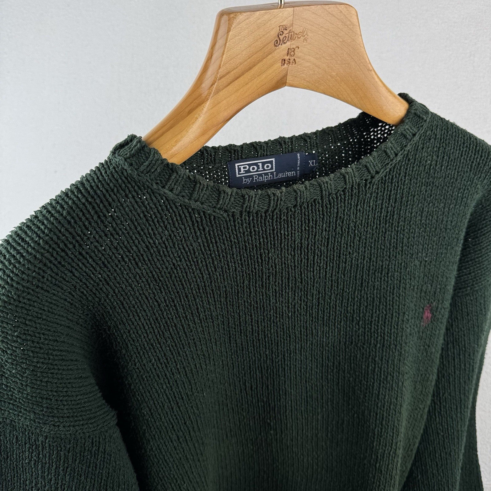 90’s Vtg Polo Ralph Lauren Sweater Mens XL Green Cotton Crewneck