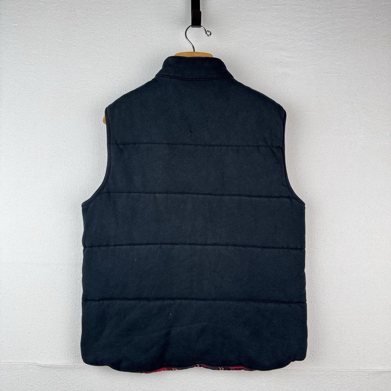 Vtg Polo Ralph Lauren Men M Black Quilted Puffer Vest Flannel Lining *Distressed