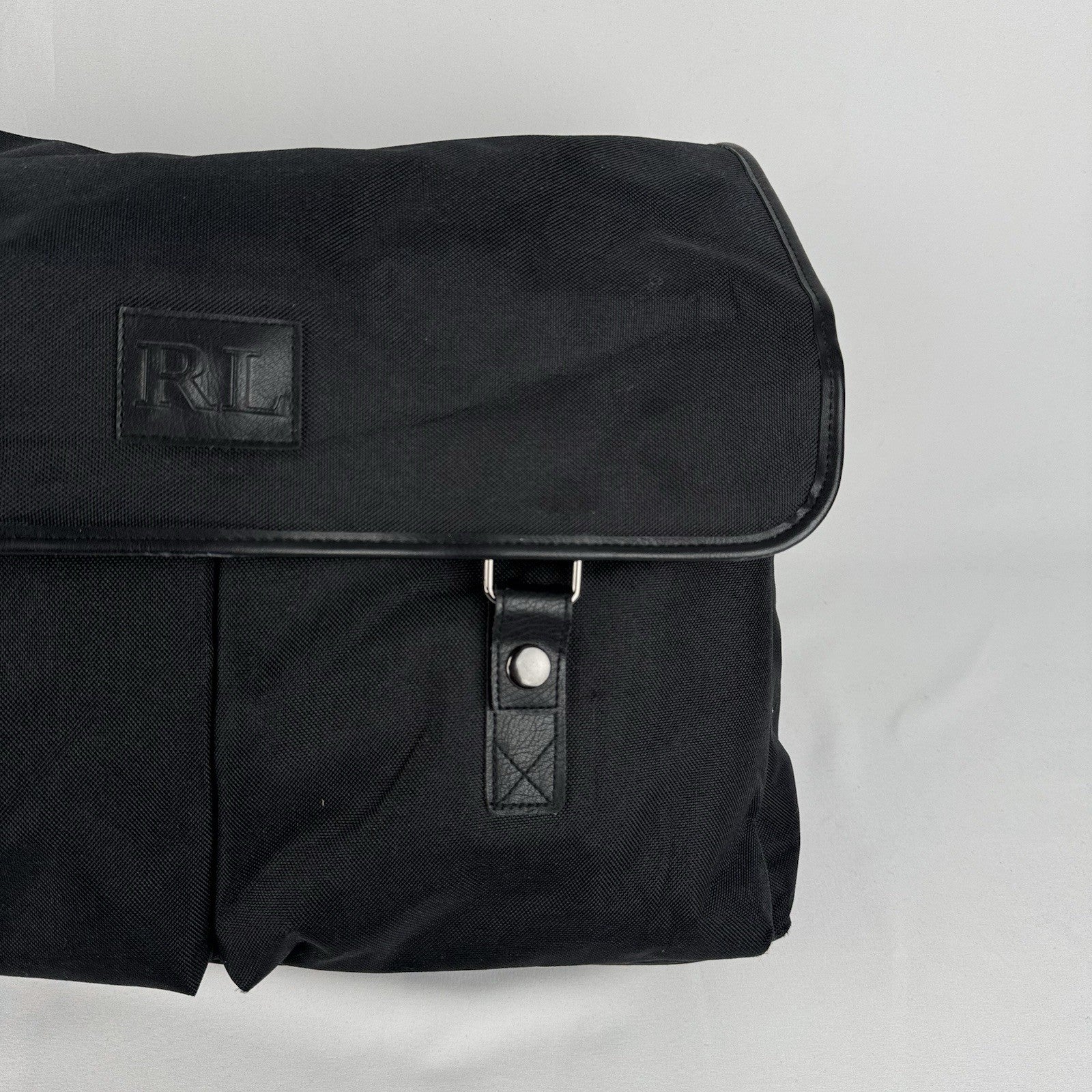 Ralph Lauren Large Canvas Satchel Commuter Travel Black Computer Bag 16”