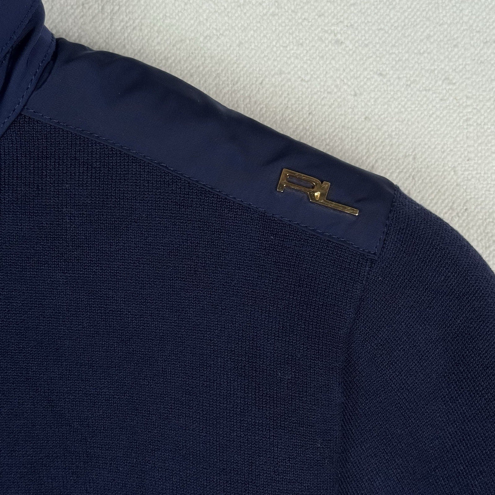 Ralph Lauren Golf Women’s Double Knit Blue Bomber Double Zip Stowaway Hood Small