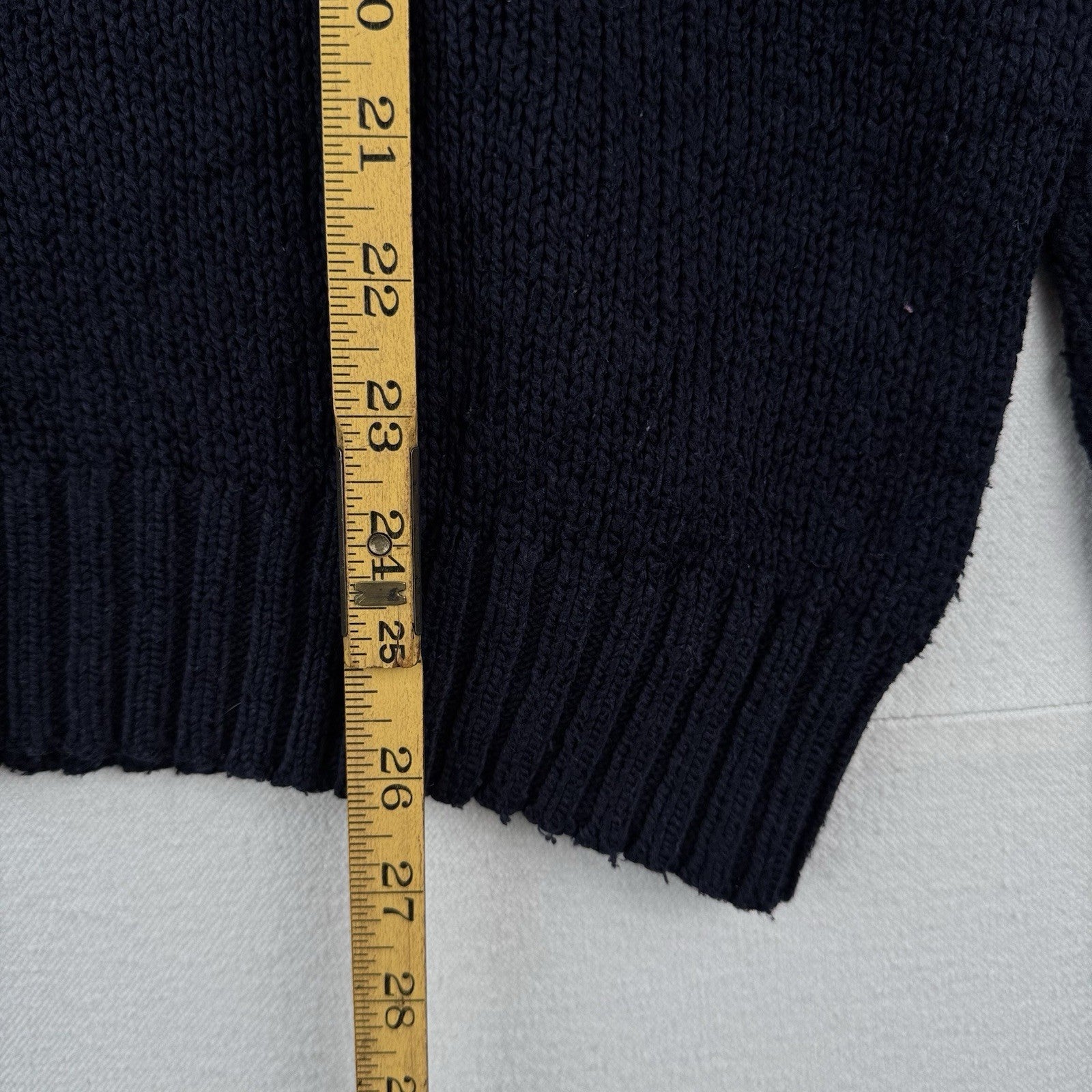 90s Vtg Polo Ralph Lauren Sweater Men's M Navy 100% Cotton Crewneck Red Pony