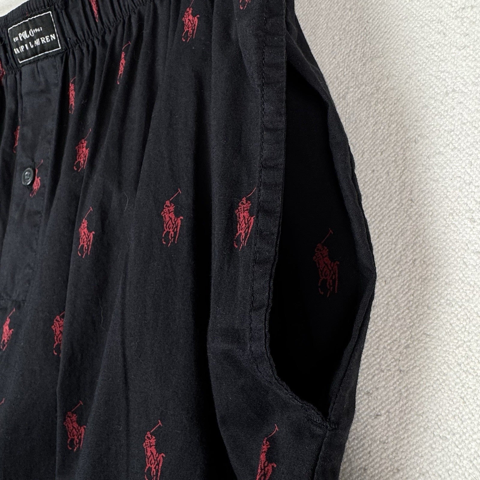 Polo Ralph Lauren Men’s Sleepwear Black Red Pony Pajama Lounge Pants Large L