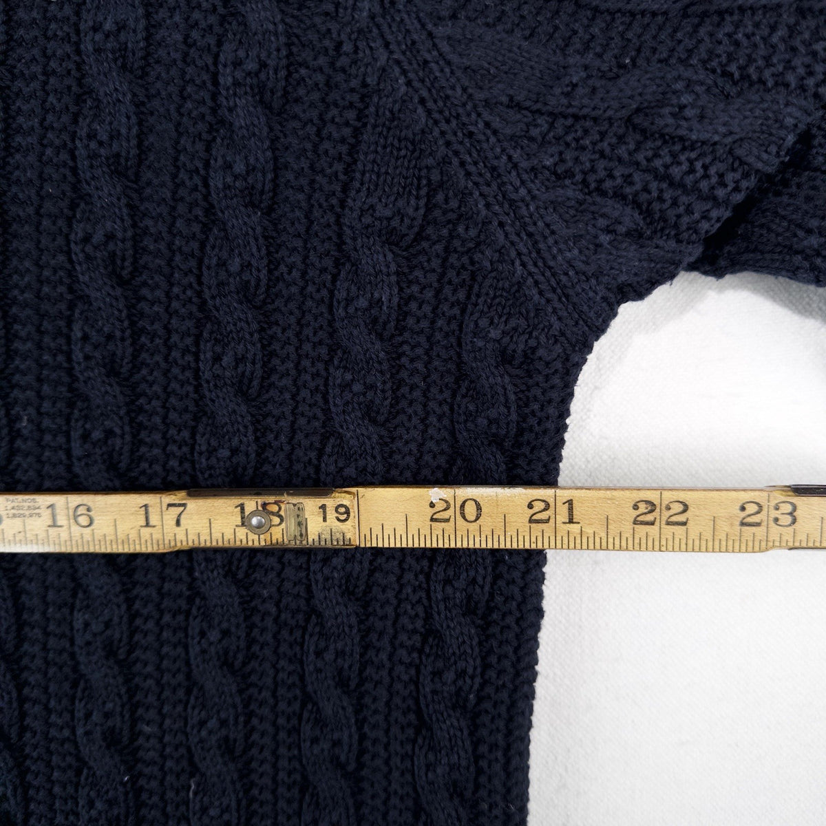 80’s Vtg Lands End Sweater Womens L 14-16 Blue Fisherman Cable Knit Pullover USA
