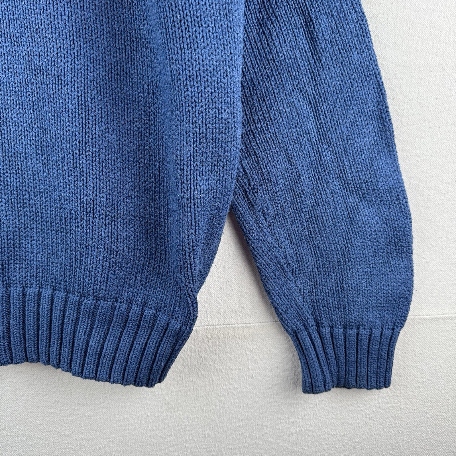 90’s Vintage Polo Ralph Lauren Sweater Men XL Blue Chunky Knit Crew Yellow Pony