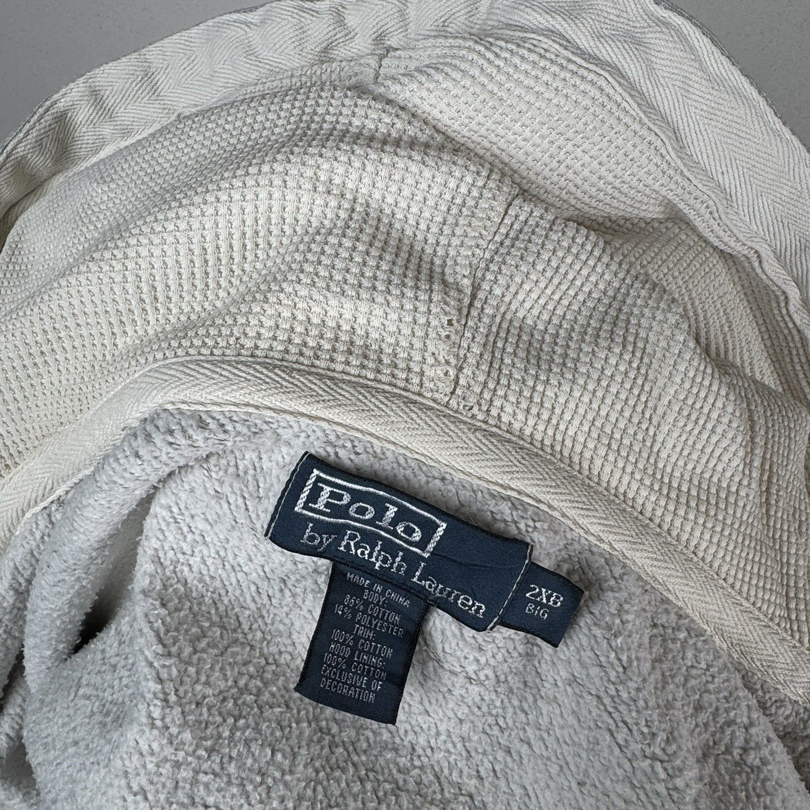 Vtg Polo Ralph Lauren Thermal Hoodie Men’s 2XB Full Zip Gray Sweatshirt *Read
