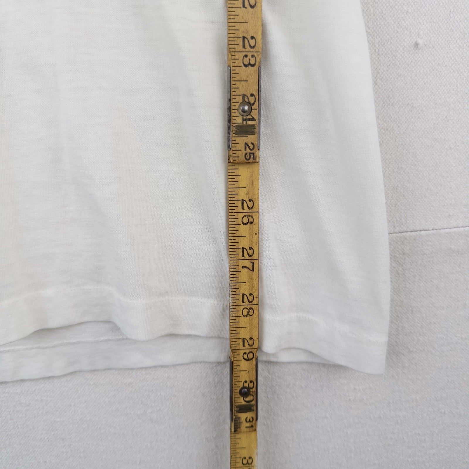 70’s Vtg Paper Thin White V-neck T-shirt Munsingwear Plain M (38-40) *Read