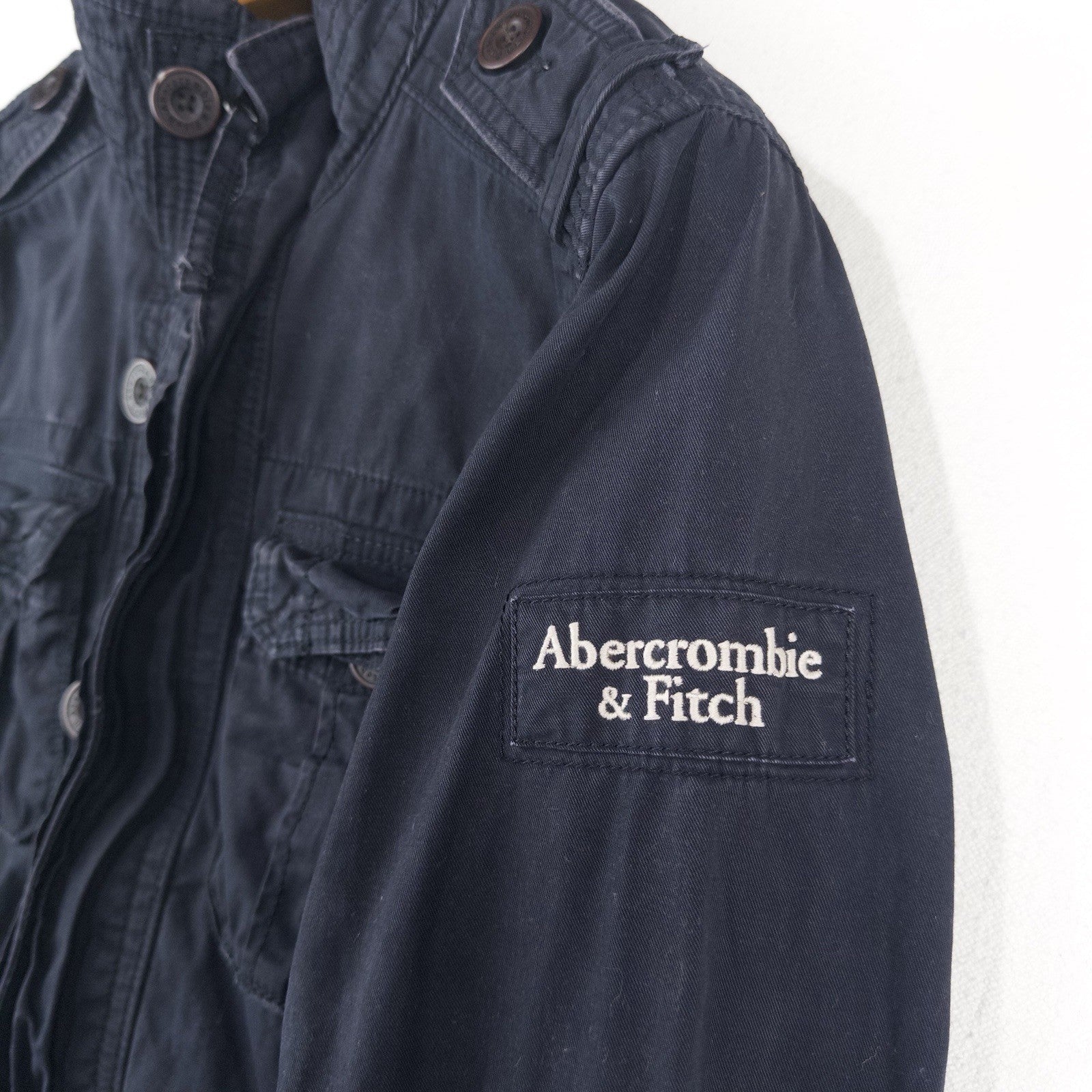 Vintage Abercrombie & Fitch Mens Medium Sentinel Cargo Military Navy Blue Jacket