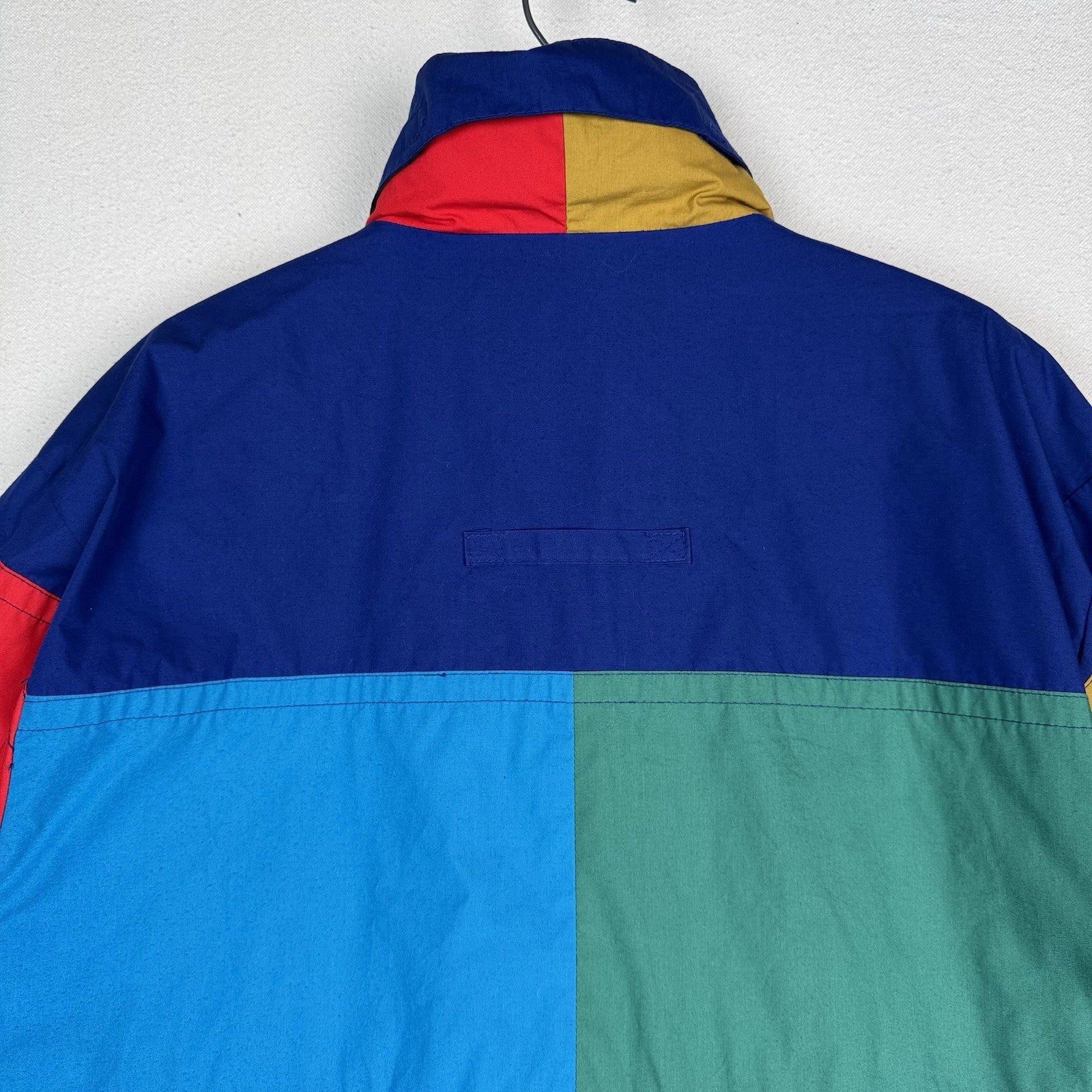Vtg 90’s London Fog Blue Color Block Wind Jacket Nautical Stowaway Hood Men’s M