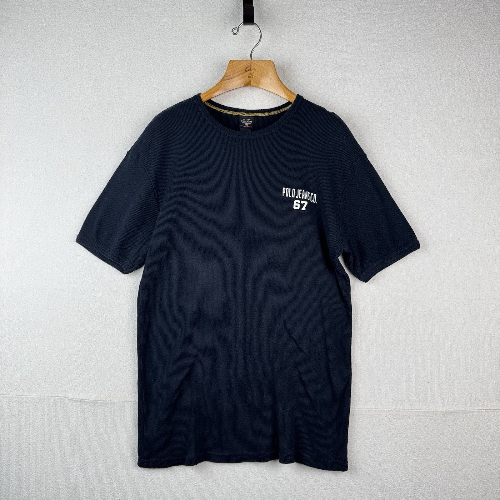Ralph Lauren Polo Jeans Co Navy Men’s Large 67 Blue Ribbed Short Sleeve Shirt