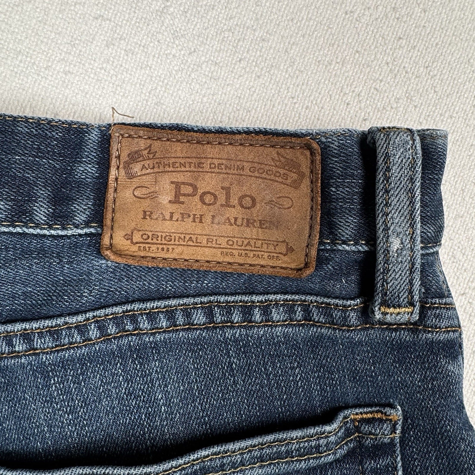 Polo Ralph Lauren Hampton Jeans Mens 36x32 Denim Relaxed Straight *Distressed