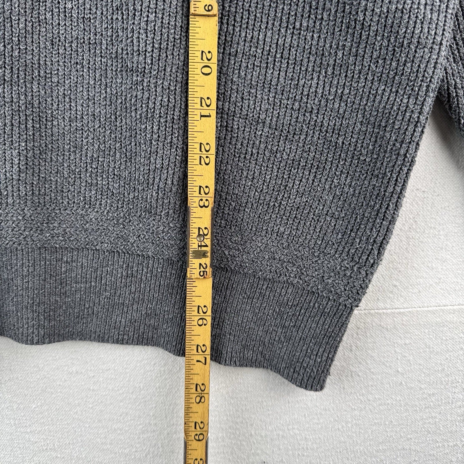 Vtg LL Bean Henley Fisherman Sweater Men’s Large Gray 1/4 Button Heavy
