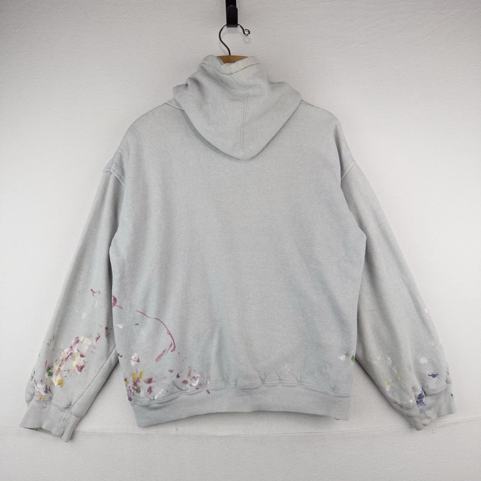 Vtg Kindan Blvd. Athletic Dept Stencil Painted Thermal Lined Hoodie Grey Medium