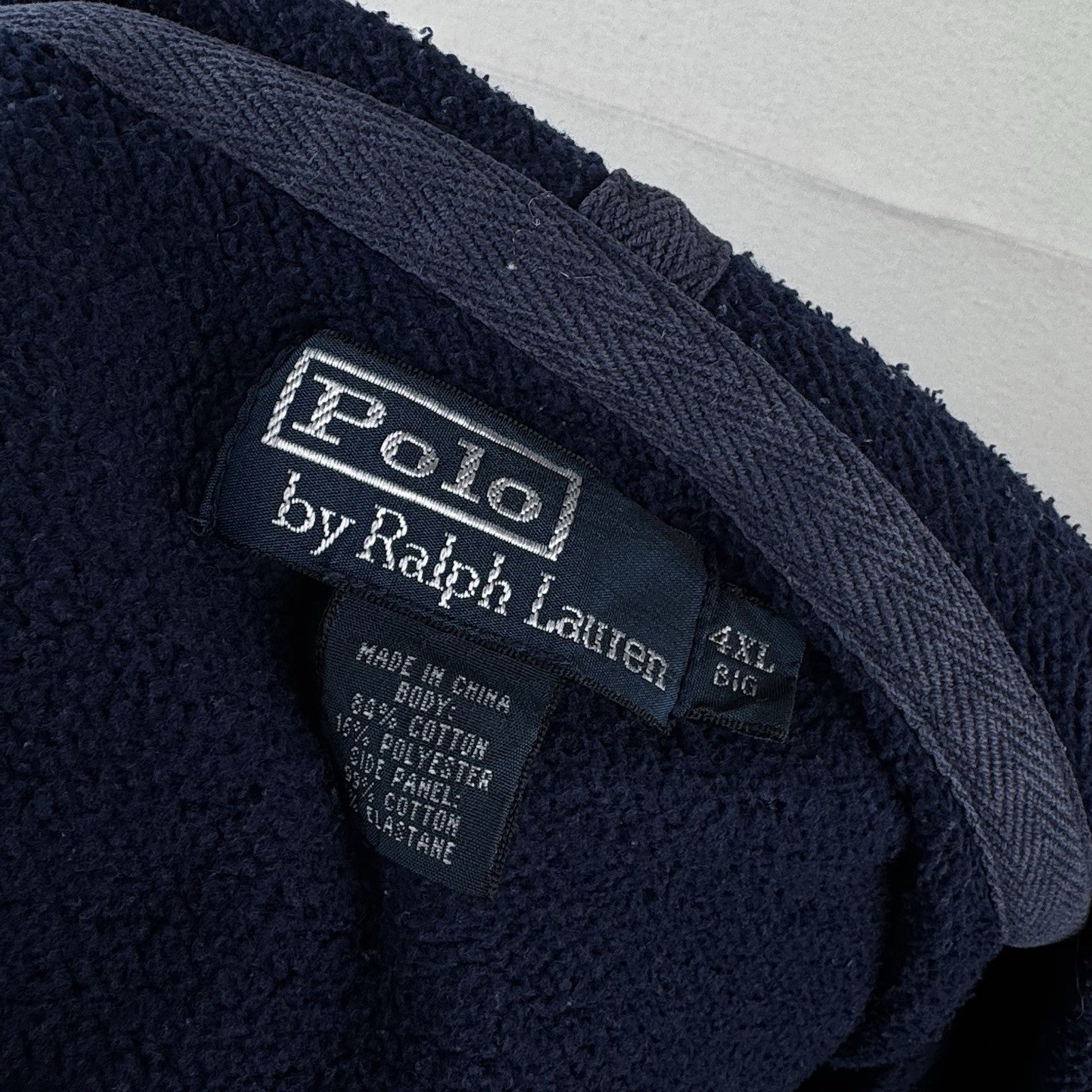 Vintage Ralph Lauren Hoodie Men’s 4XL Navy Blue Sweatshirt Full Double Zipper
