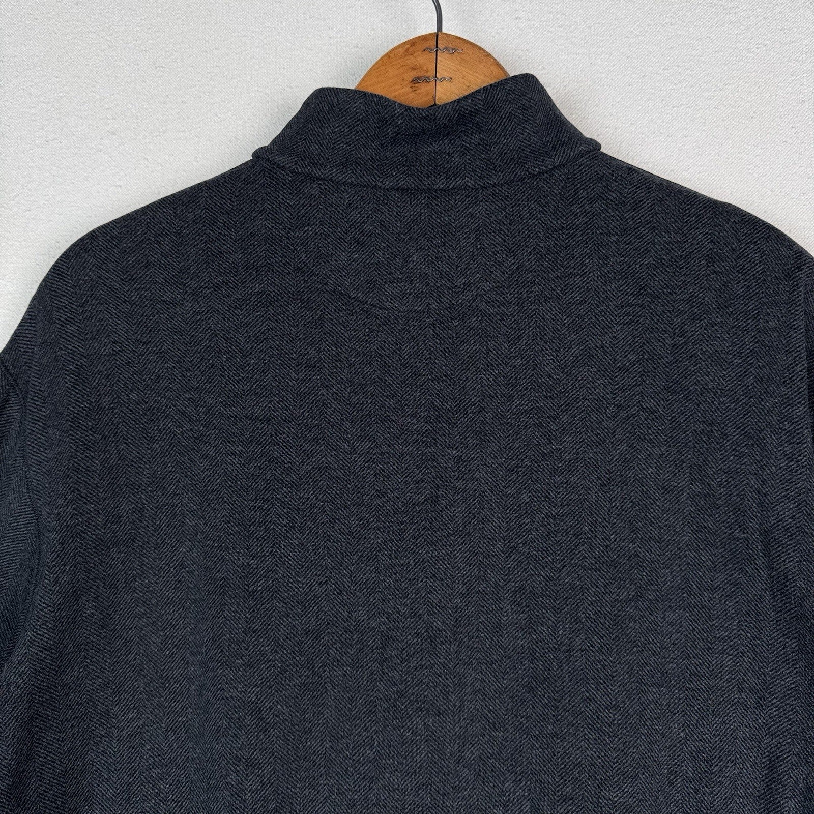 Polo Ralph Lauren 1/4 Zip Soft Sweater Mens L Black Herringbone Cotton Blend