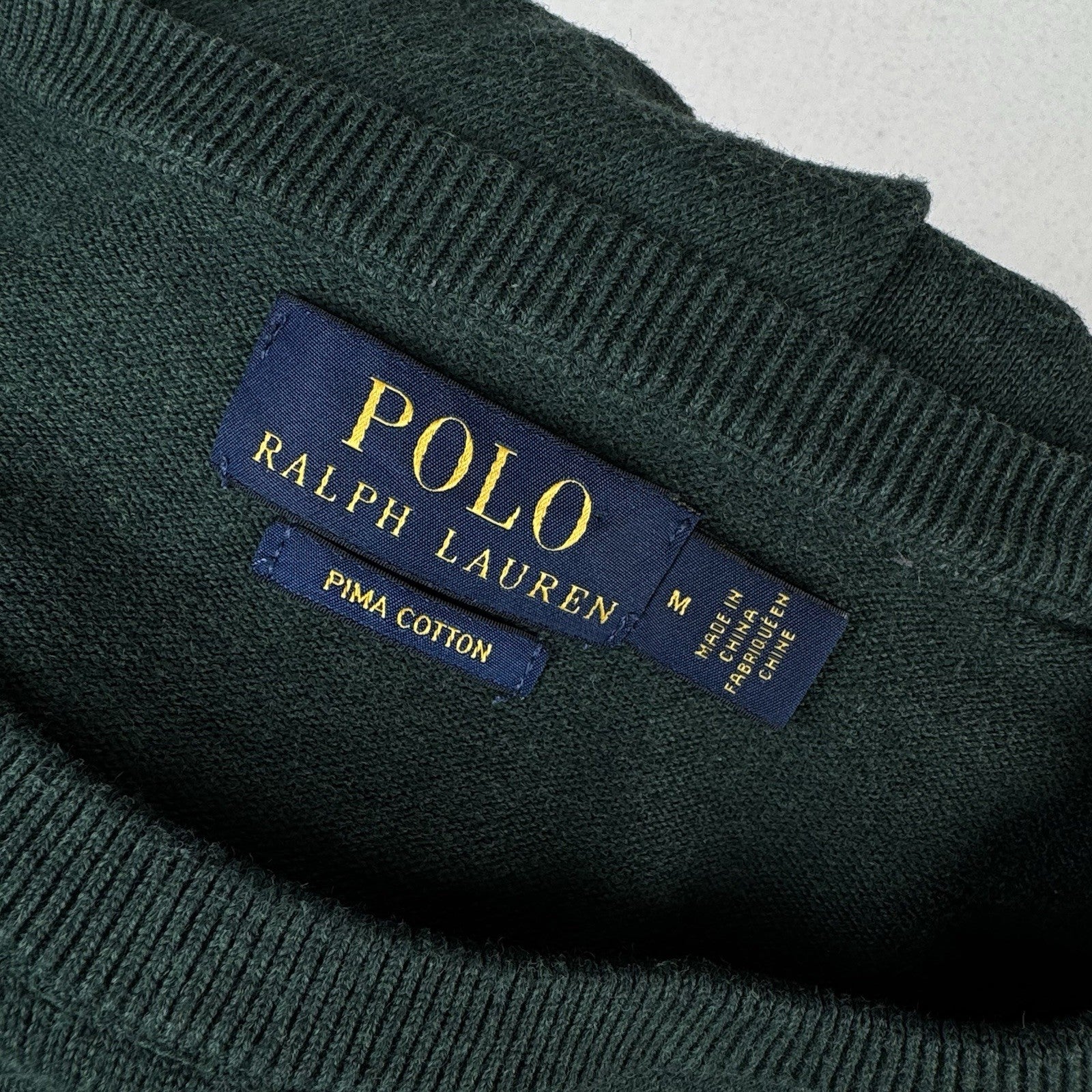 Polo Ralph Lauren Men’s Green Pima Cotton Pullover Sweater Crewneck Medium