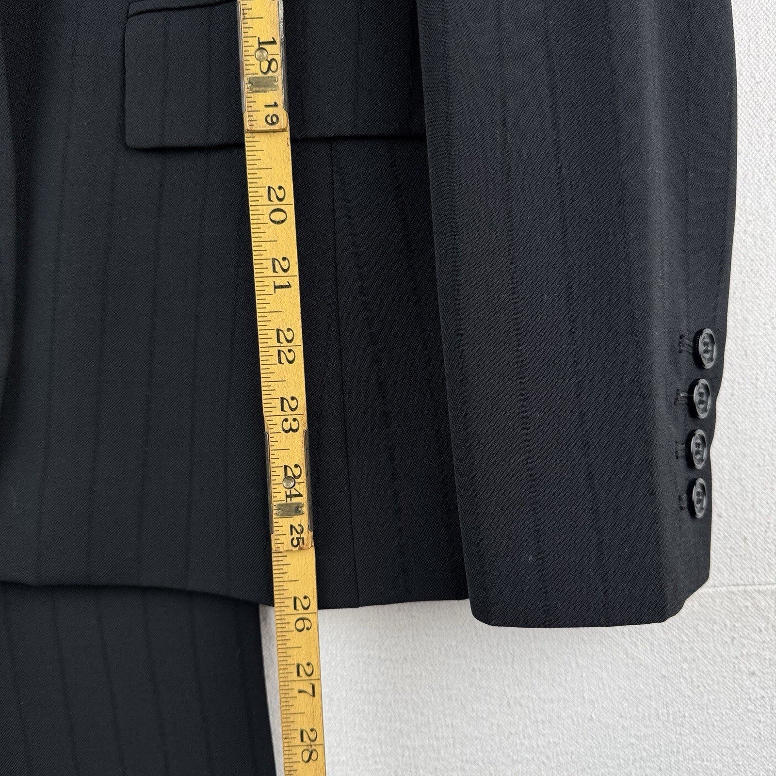 Anne Klein Women's 6 Pant Suit Two Piece Set Black Tonal Pinstripe Leg=9.5"