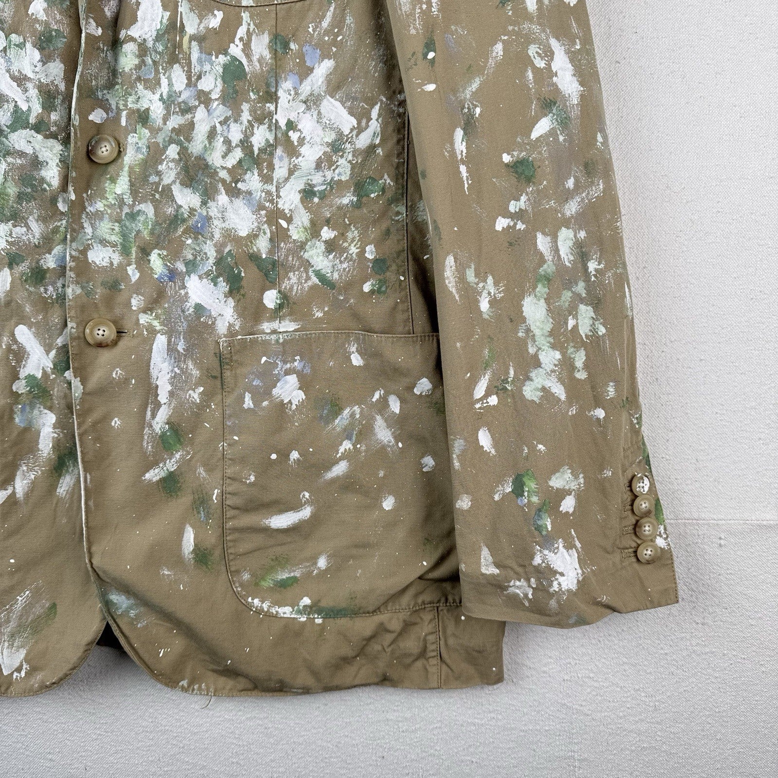 Polo Ralph Lauren Hand-Painted Men’s S Blazer Jacket Cotton Beige Unstructured