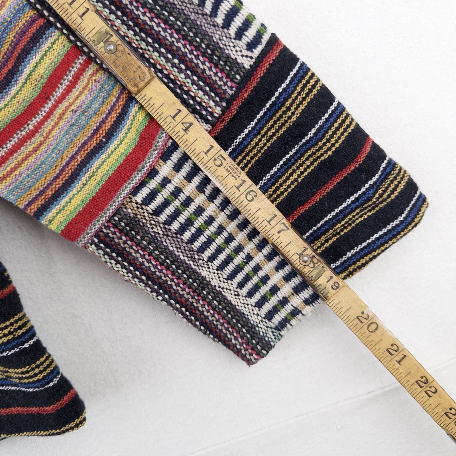 Vintage Patchwork Rug Baja Hoodie Full Zip Jacket Small Boho Festival