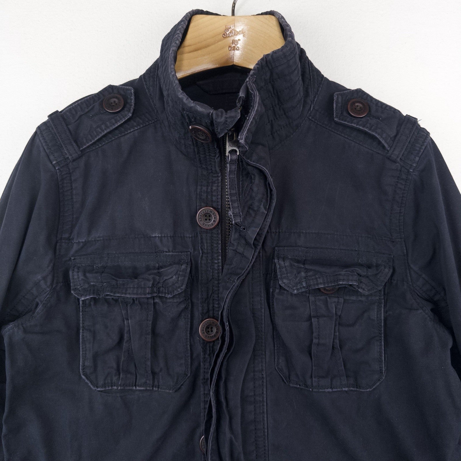 Vintage Abercrombie & Fitch Mens Medium Sentinel Cargo Military Navy Blue Jacket