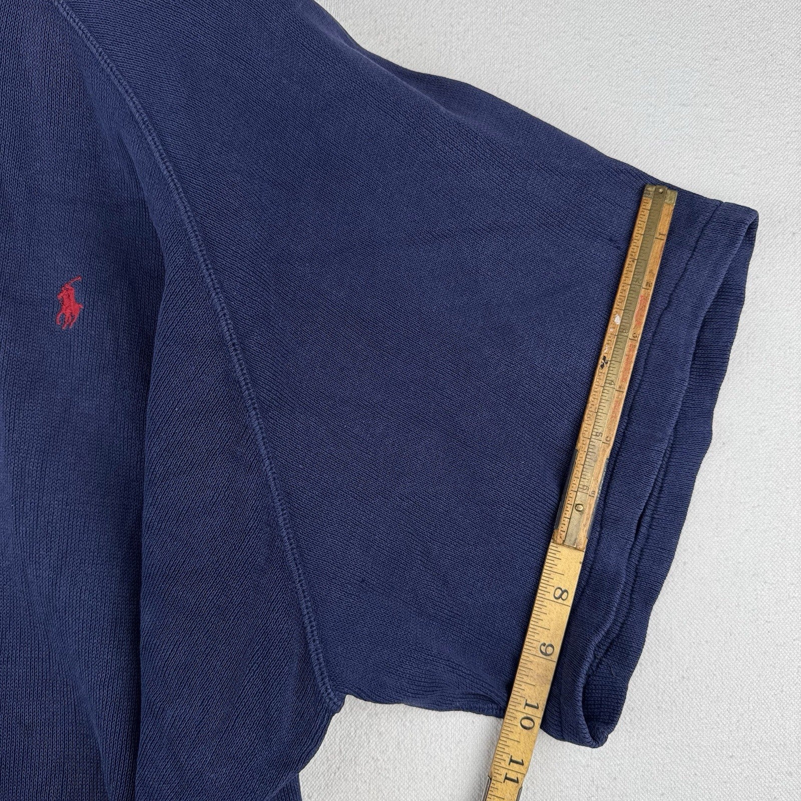 90’s Vtg Polo Ralph Lauren Raglan Short Sleeve Sweatshirt Blue XL *Distressed