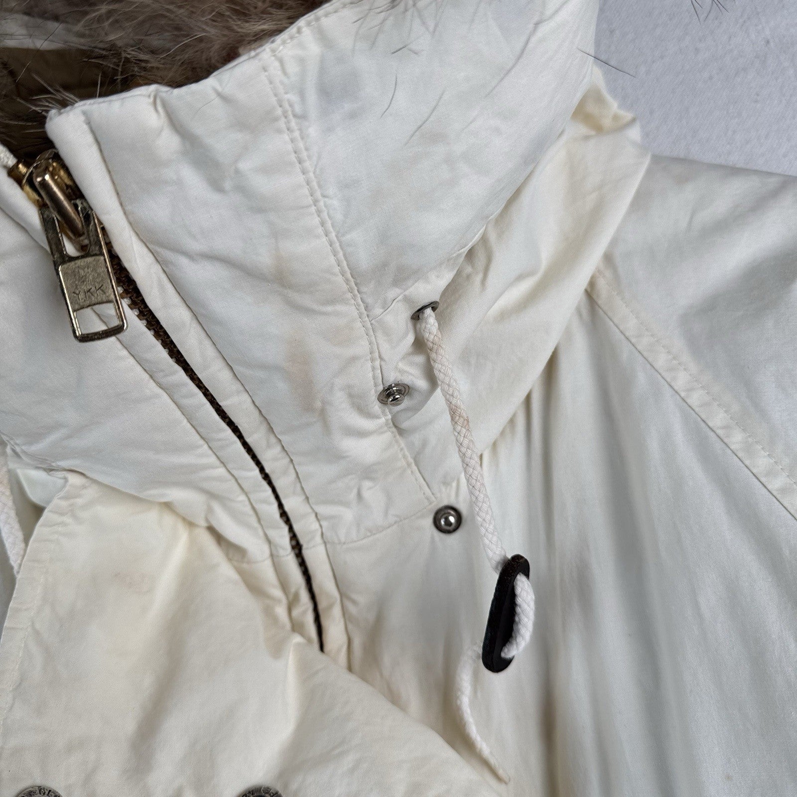 90’s Vtg Polo Ralph Lauren White Down Parka Mens M Coyote Fur Hood Coat *Read