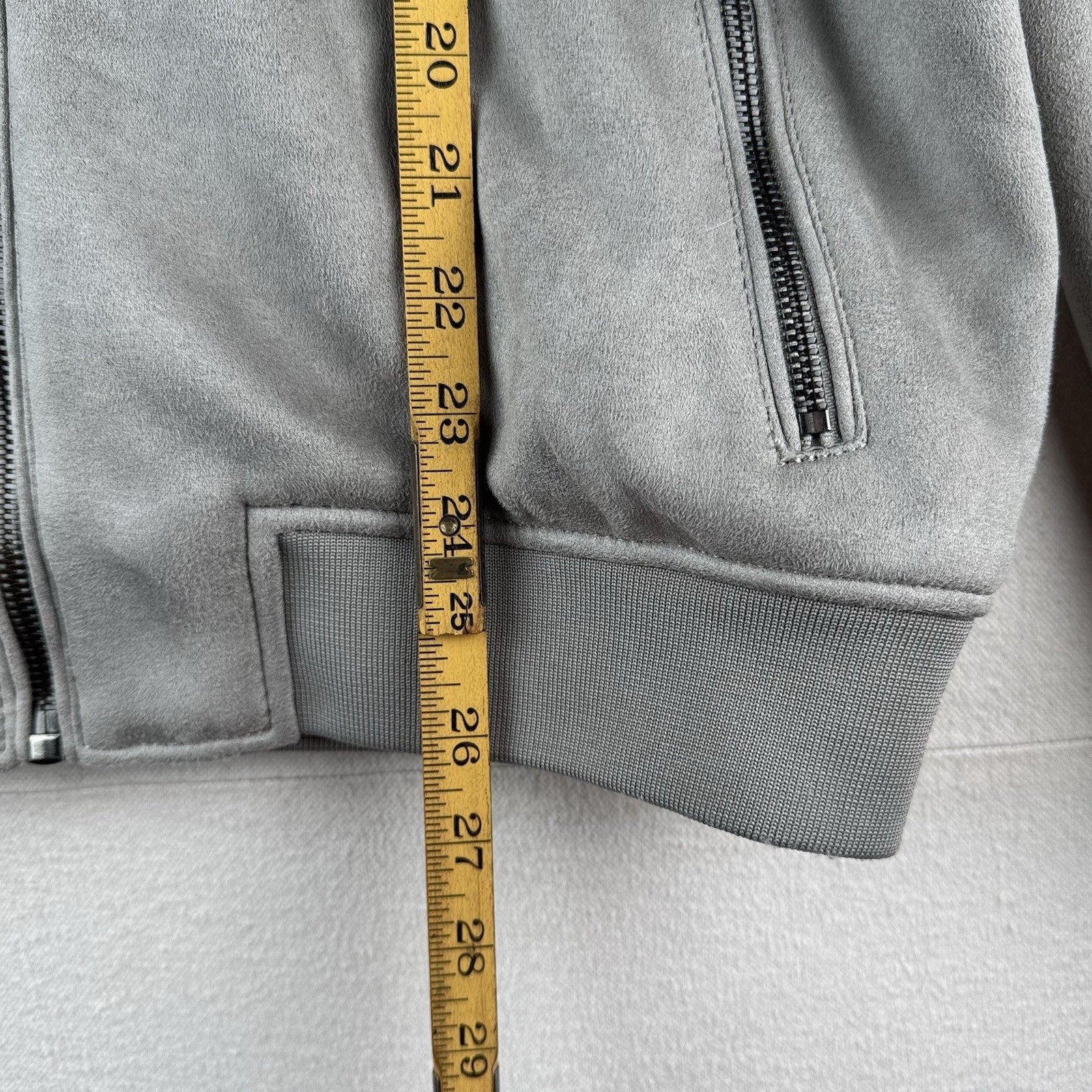Zara Faux Suede Men’s Large Zip Bomber Jacket Gray