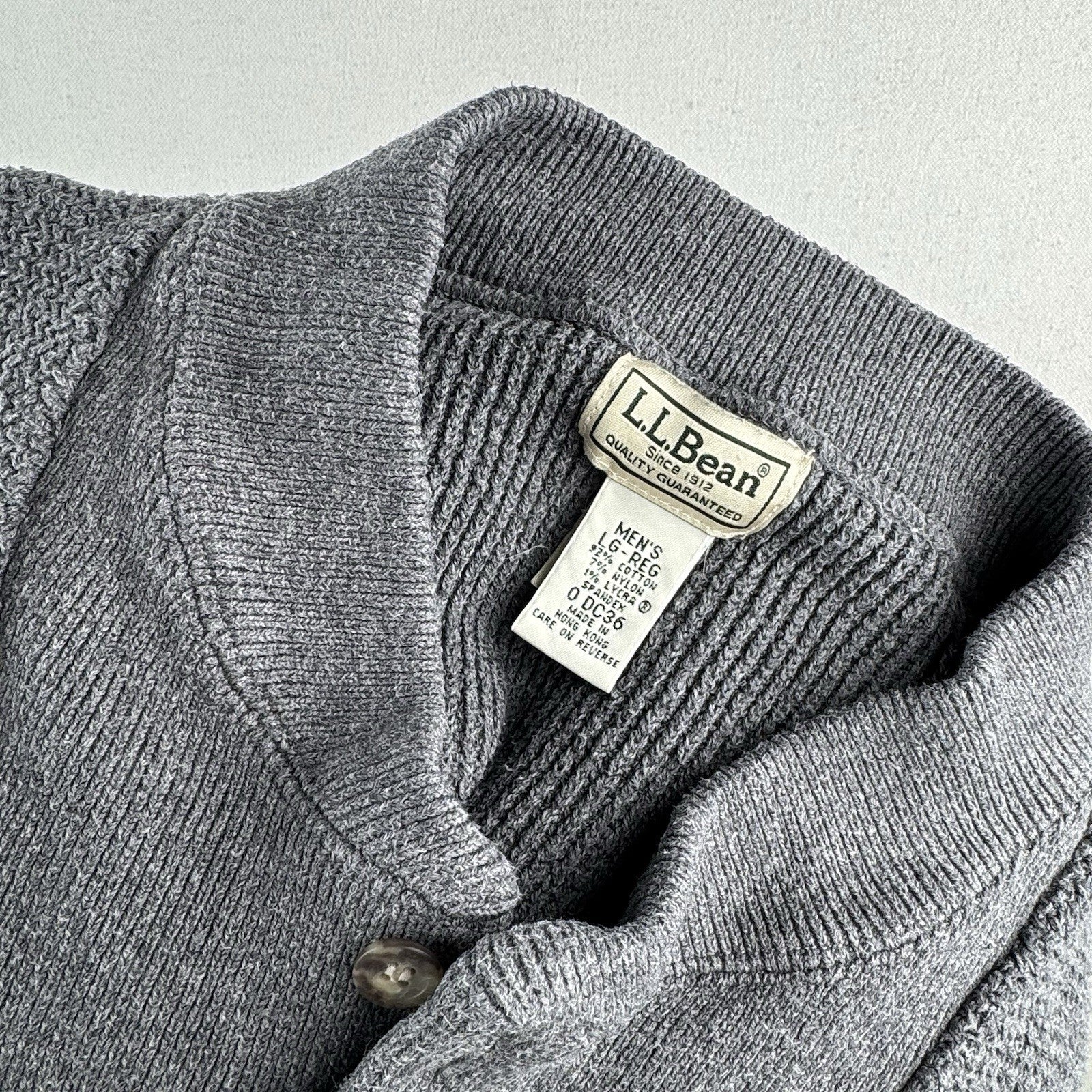 Vtg LL Bean Henley Fisherman Sweater Men’s Large Gray 1/4 Button Heavy