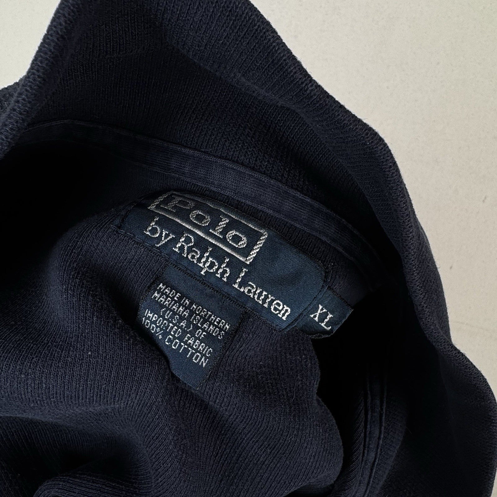 Vtg Polo Ralph Lauren Men's 1/4 Zip Pullover Sweater Navy Blue XL Made USA *Read