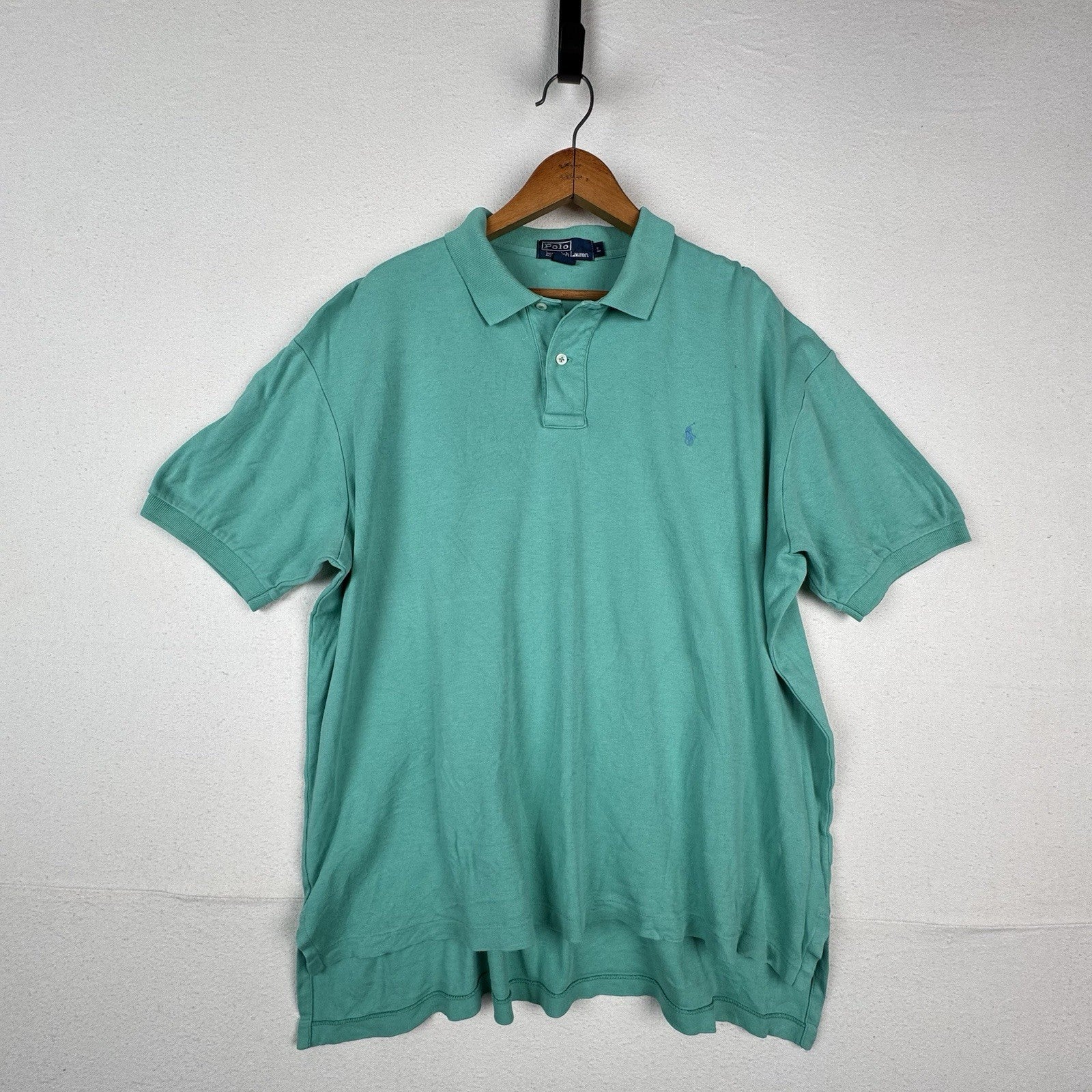 Vintage Polo Ralph Lauren Polo Shirt Mens Large L Teal Green Short Sleeve