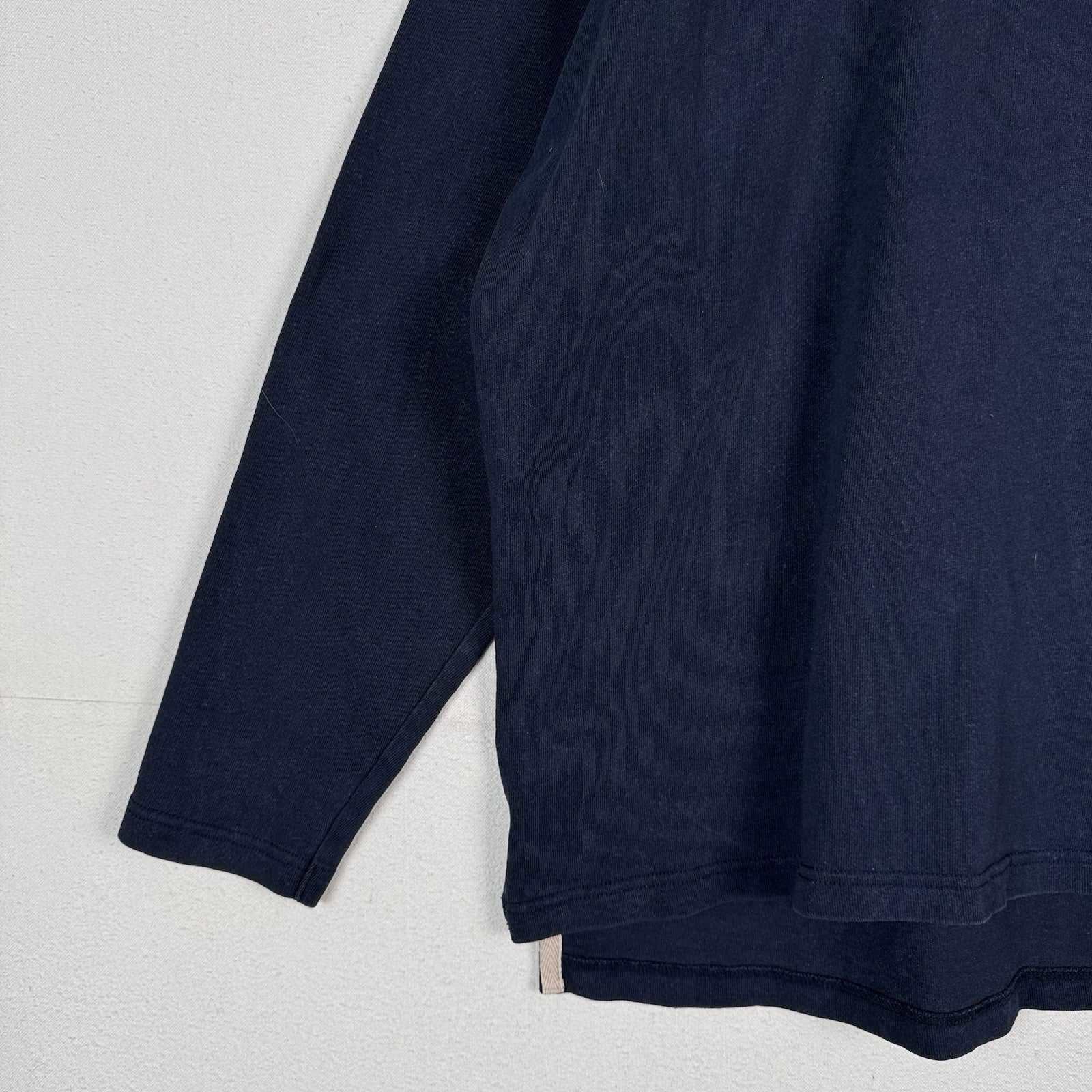 Eddie Bauer Long Sleeve Rugby Shirt Size XXL 2XL Blue Solid Quilted Shoulders