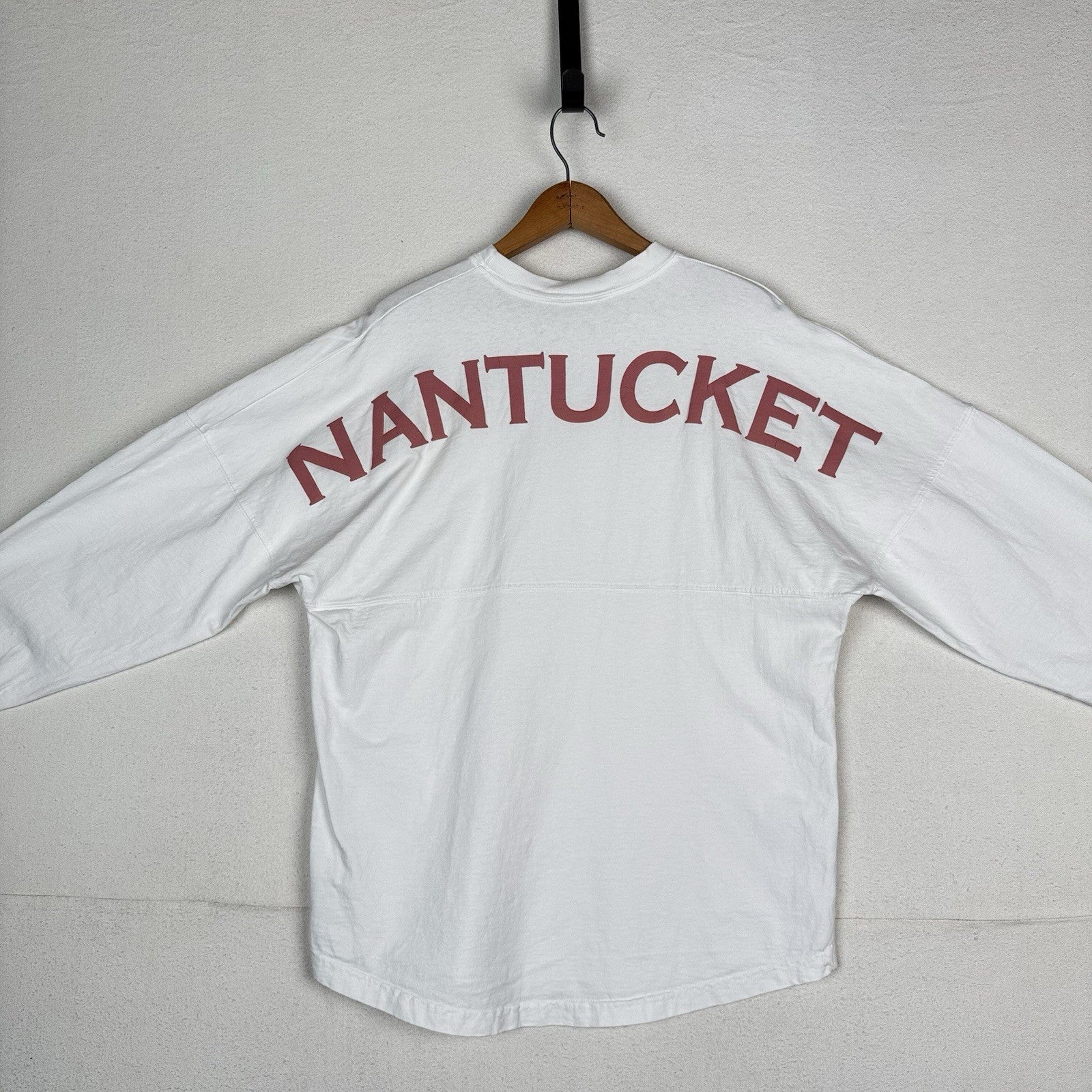 Nantucket Spirit Jersey Shirt Women’s Medium White Long Sleeve Cape Cod Made USA