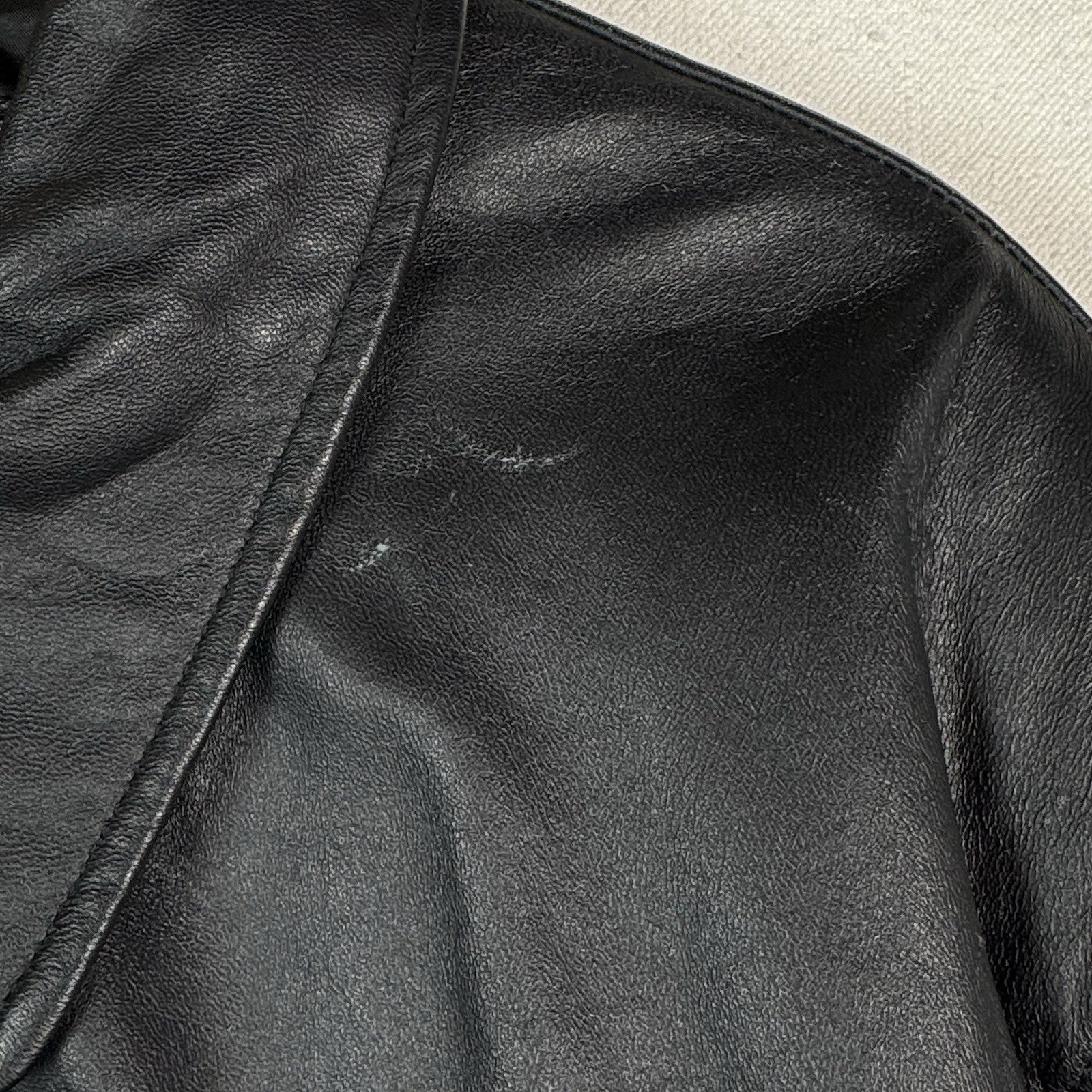 Trader Bay Leather Jacket Mens Size XL Black Full Zip Heavyweight Flight Bomber