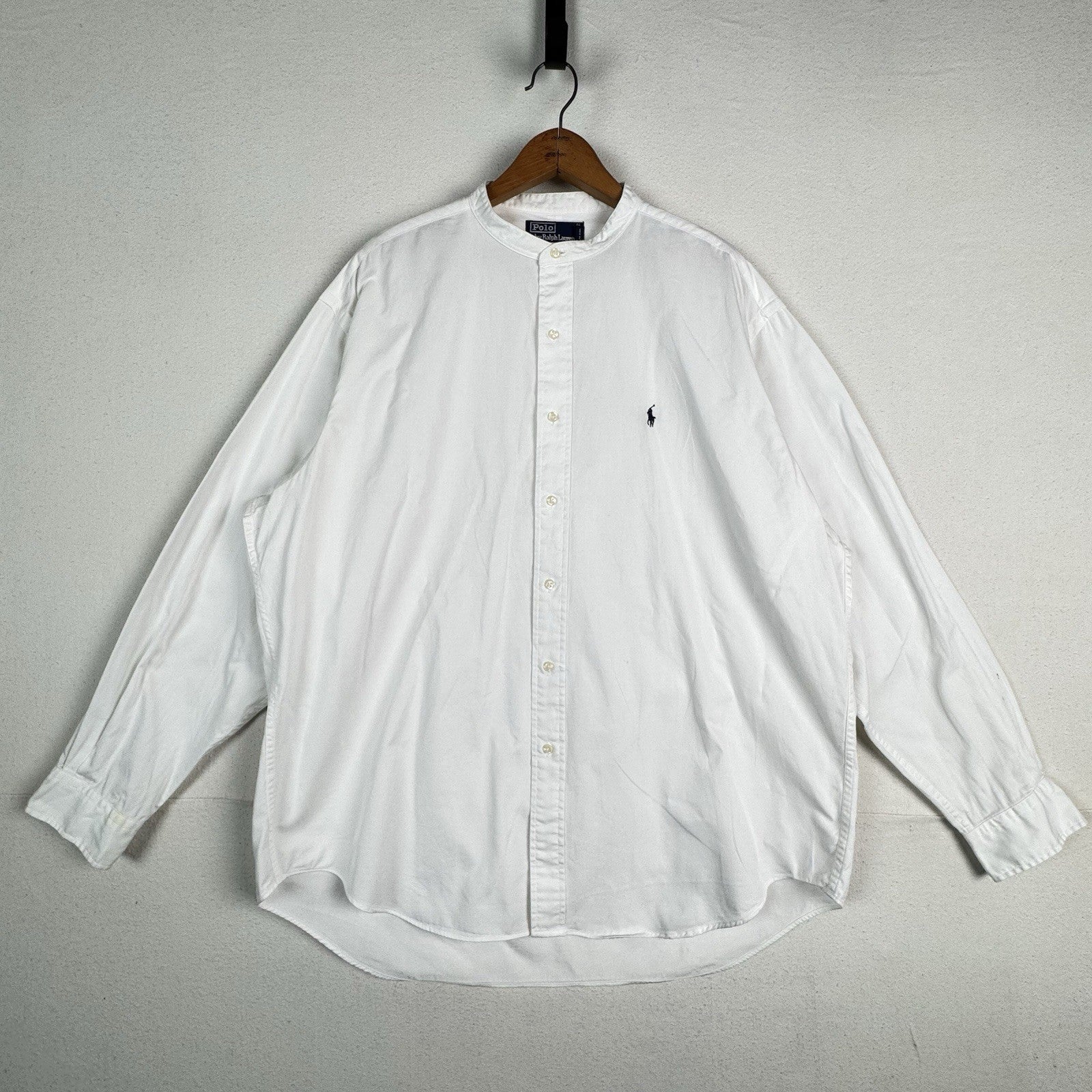 Vtg Polo Ralph Lauren Postboy Shirt Men’s XL White Cotton Band Collar Old Money