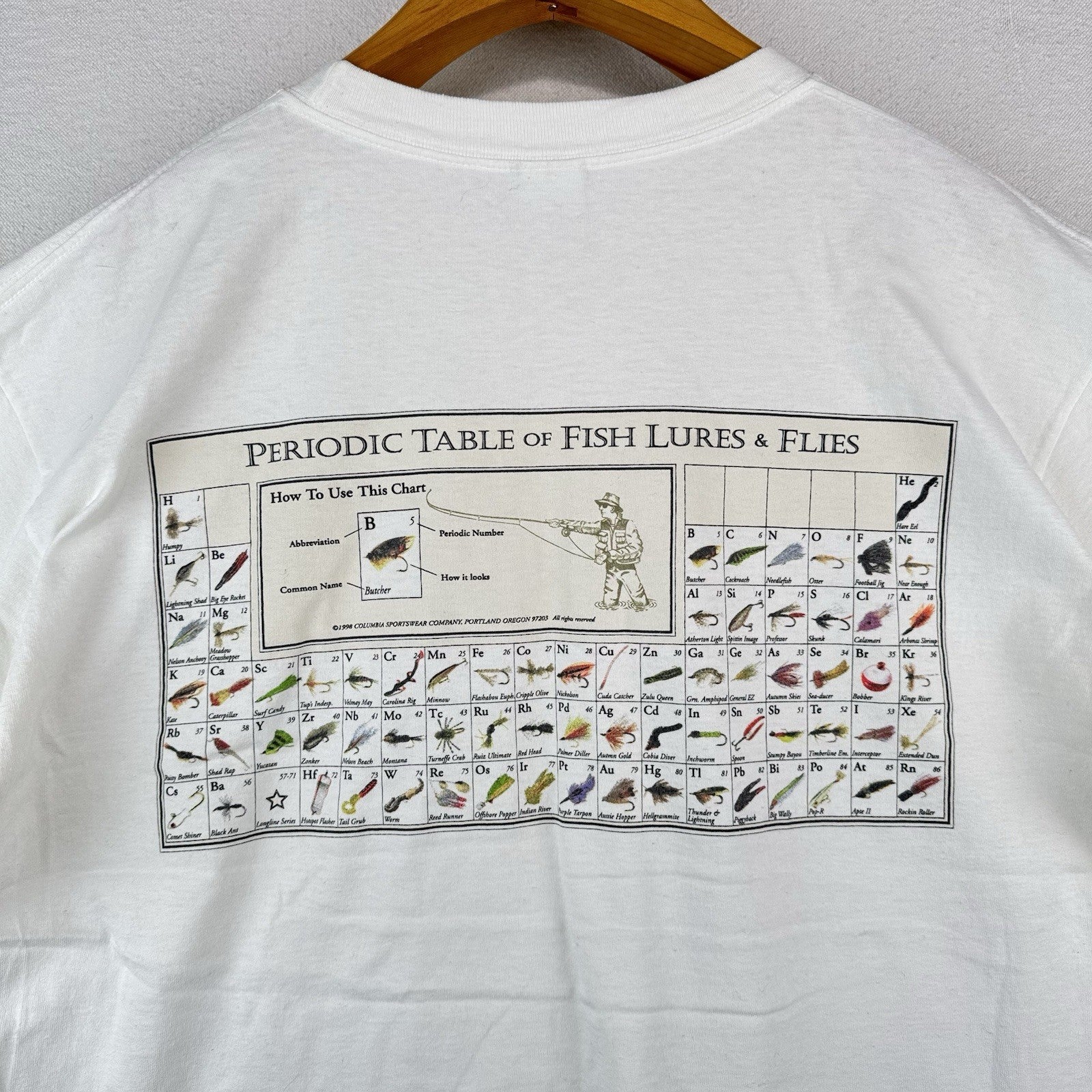 Vintage Columbia Fishing Lures & Flies Periodic Table Men’s XL