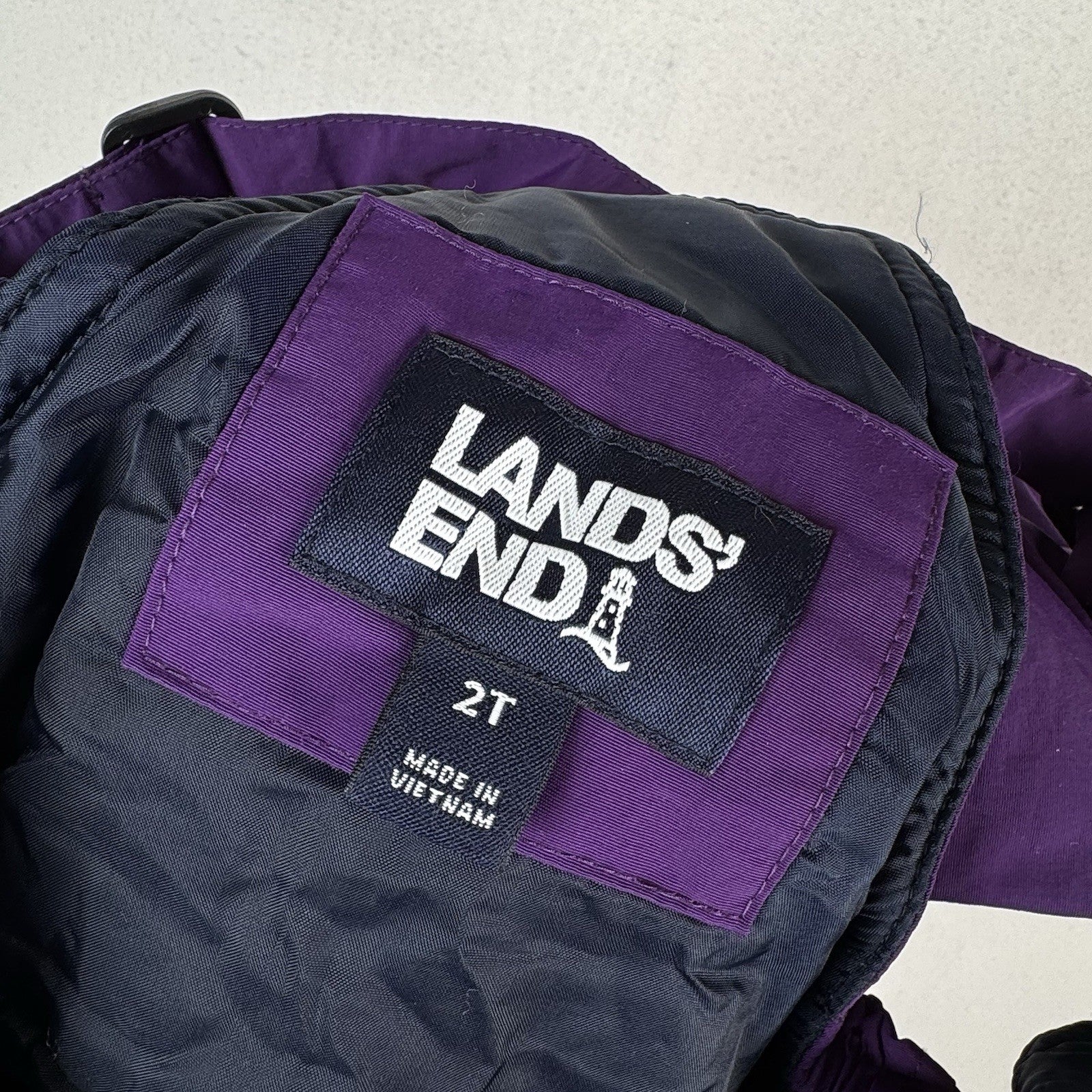 Lands End Squall Toddler 2T Insulated Snow Bib Purple Grow With Me Extendable