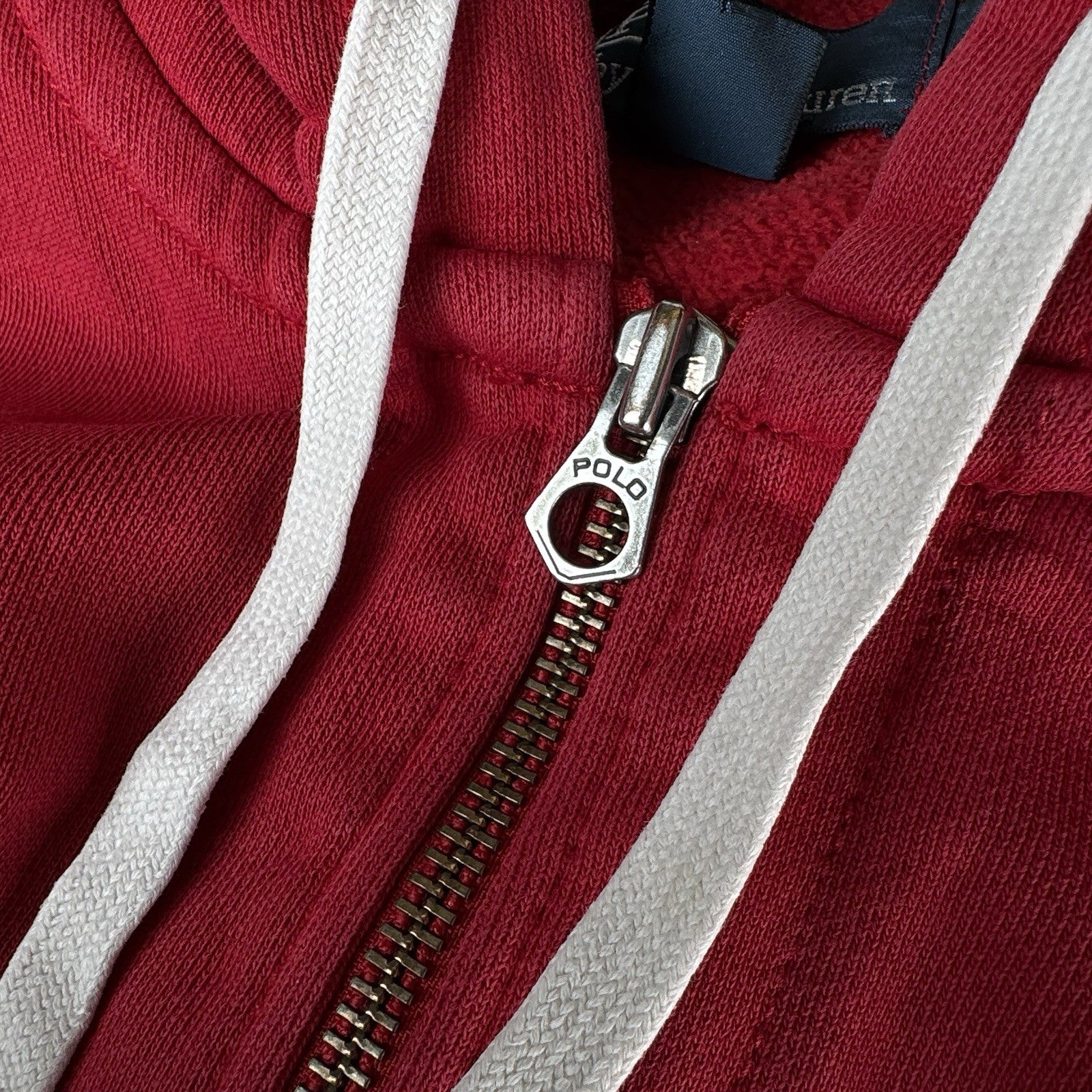 Vintage Polo Ralph Lauren Thermal Hood Hoodie Mens 2XL Full Zip Red Sweatshirt